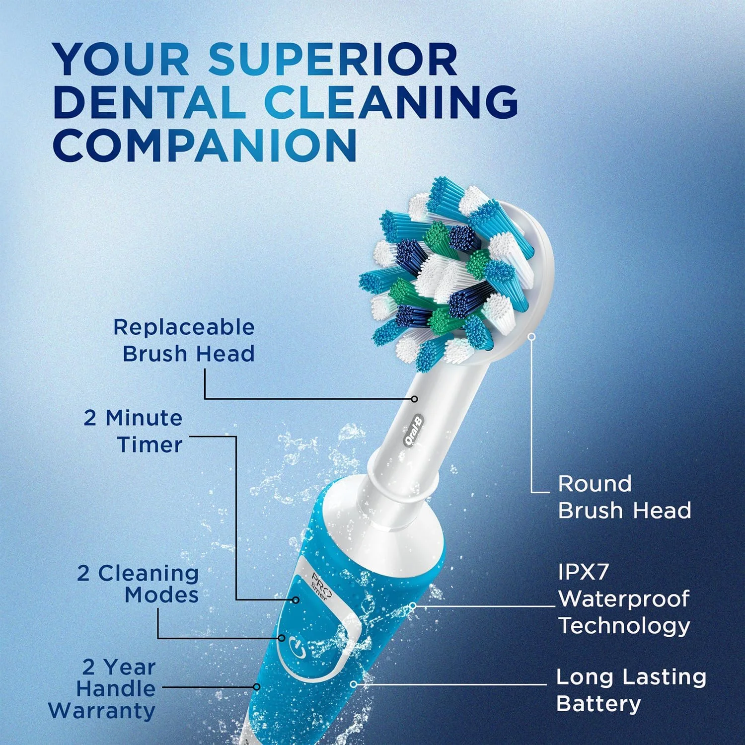 ORAL-B Power 100 Vitality Electric Toothbrush Blue ORAL-B Power 100 Vitality Electric Toothbrush Blue