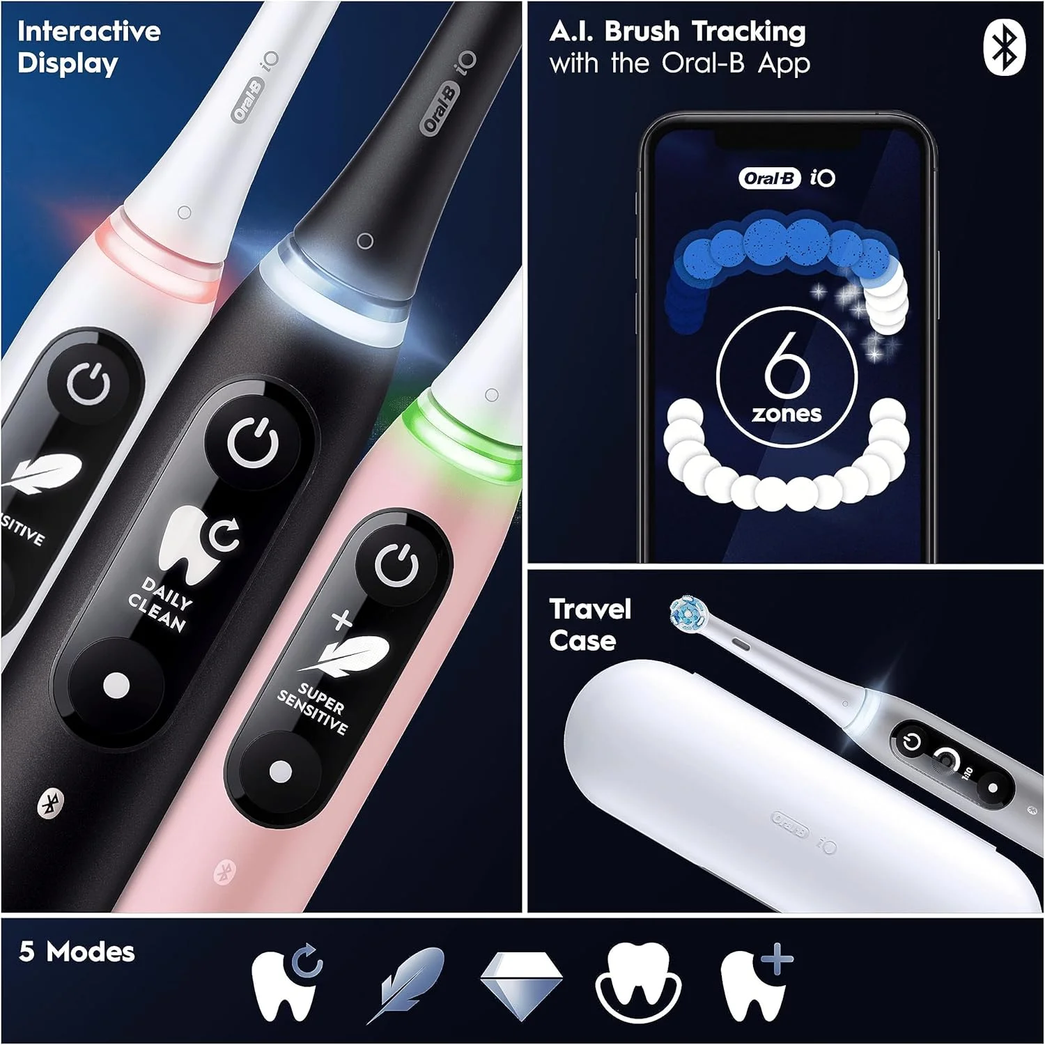 مسواک برقی Oral-B iO6 با فناوری انقلابی iO، دارای 1 سری مسواک و کیف مسافرتی، 5 حالت با قابلیت سفید کردن دندان، دوشاخه 2 پین بریتانیا، خاکستری اوپال مسواک برقی Oral-B iO6 با فناوری انقلابی iO، دارای 1 سری مسواک و کیف مسافرتی، 5 حالت با قابلیت سفید کردن دندان، دوشاخه 2 پین بریتانیا، خاکستری اوپال