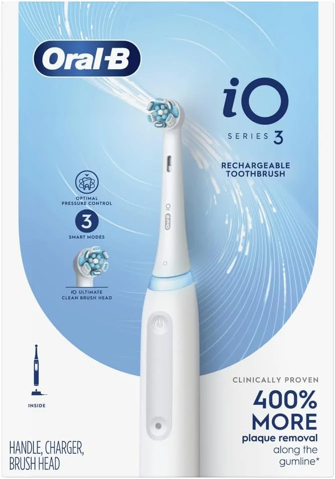 مسواک برقی Oral-B iO Series 3 به همراه (2) سری مسواک، قابل شارژ، سفید مسواک برقی Oral-B iO Series 3 به همراه (2) سری مسواک، قابل شارژ، سفید