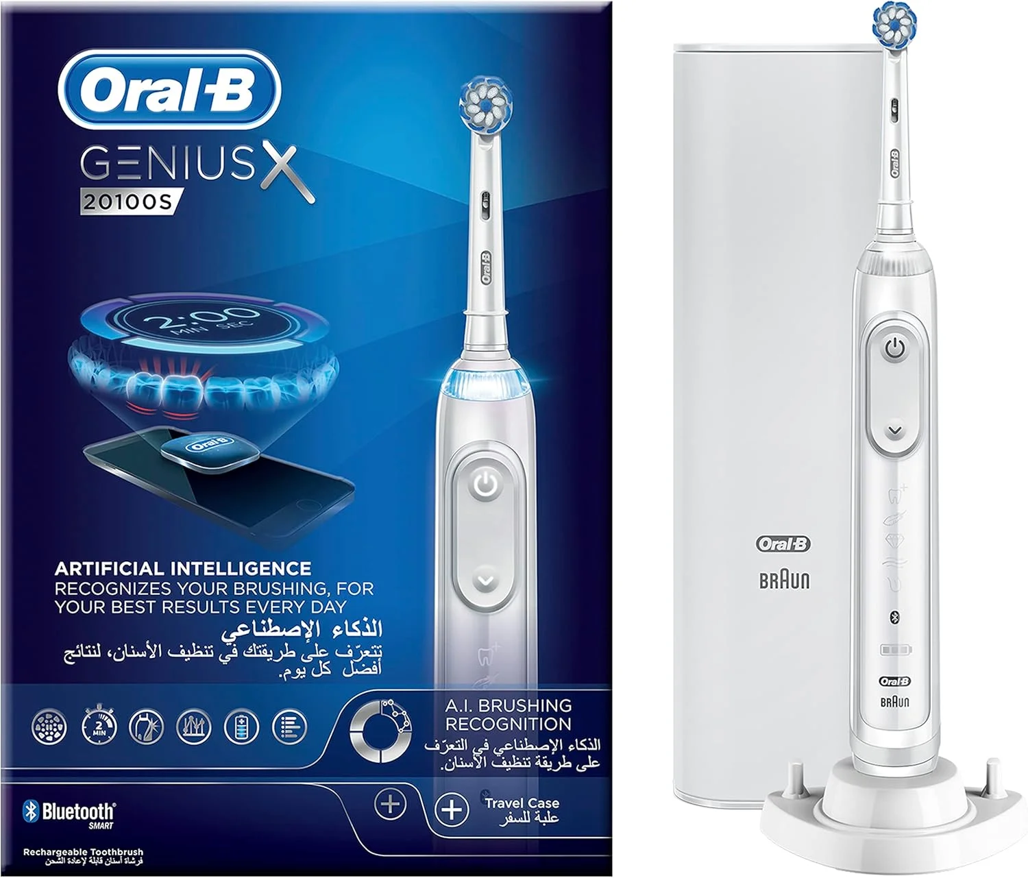 مسواک برقی هوشمند Oral-B Genius X با هوش مصنوعی، قابل شارژ، رنگ سفید مسواک برقی هوشمند Oral-B Genius X با هوش مصنوعی، قابل شارژ، رنگ سفید