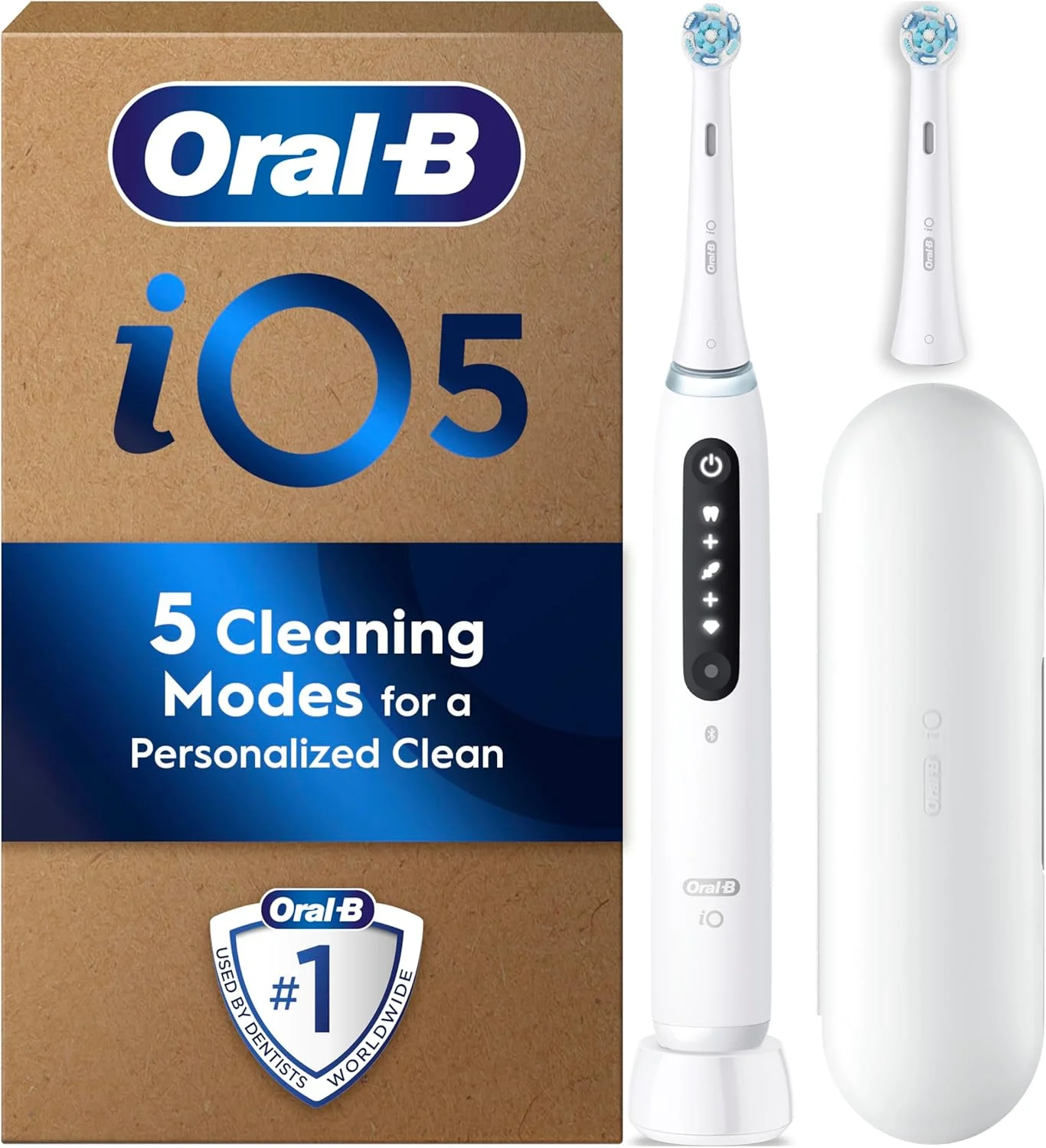 مسواک برقی اورال-بی iO 5 سفید، 2 سری مسواک، 1 جعبه مسافرتی، طراحی شده توسط براون