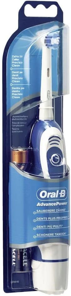 مسواک برقی اورال-بی مدل Advance Power، دارای 1 سری مسواک با الیاف نشانگر، از بین برنده پلاک اضافی، با باتری و 2 عدد باتری، آبی/سفید مسواک برقی اورال-بی مدل Advance Power، دارای 1 سری مسواک با الیاف نشانگر، از بین برنده پلاک اضافی، با باتری و 2 عدد باتری، آبی/سفید