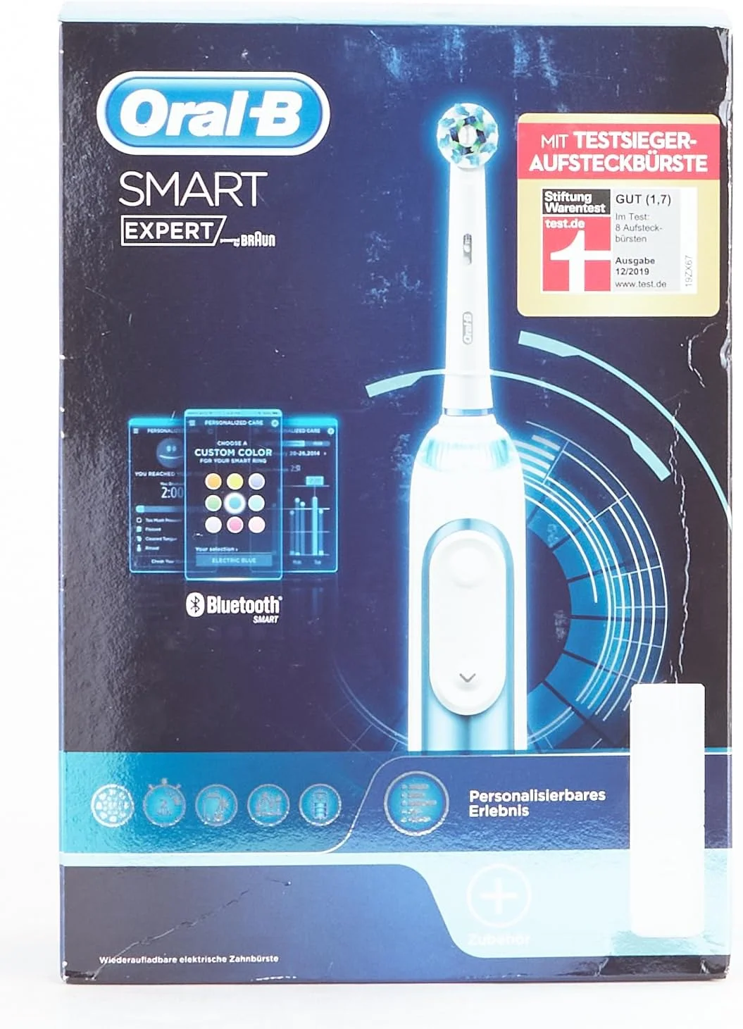 مسواک برقی هوشمند Oral-B Smart Expert با اپلیکیشن Smart Coaching برای نتایج بهتر تمیز کردن، 5 برنامه تمیز کردن، کنترل فشار 360 درجه بصری، تایمر و کیف مسافرتی، آبی