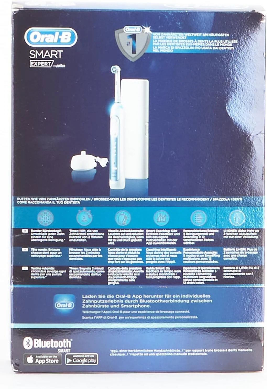 مسواک برقی هوشمند Oral-B Smart Expert با اپلیکیشن Smart Coaching برای نتایج بهتر تمیز کردن، 5 برنامه تمیز کردن، کنترل فشار 360 درجه بصری، تایمر و کیف مسافرتی، آبی