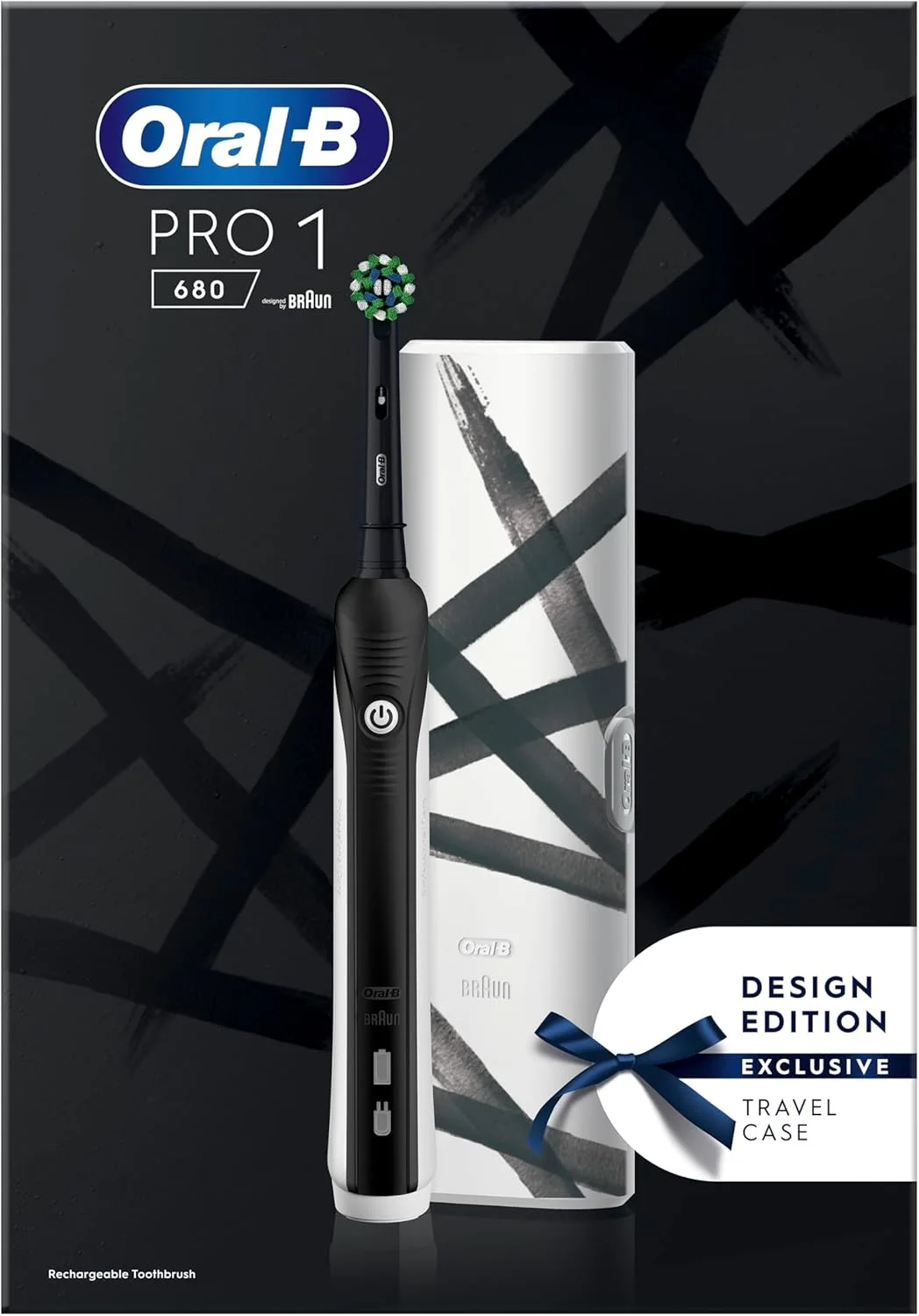 مسواک برقی قابل شارژ Oral-B Pro 1 680 نسخه طراحی شده مشکی با جعبه سفید