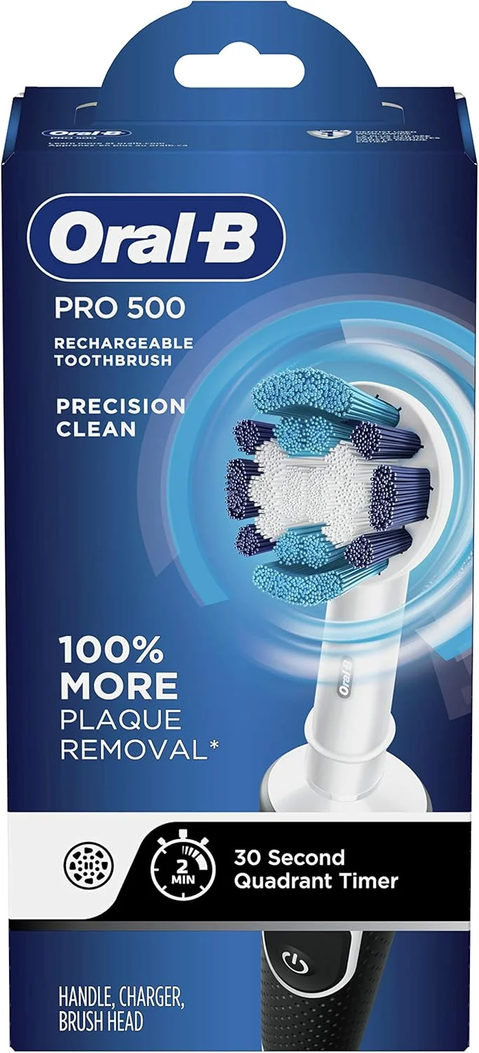 مسواک برقی اورال-بی پرو 500 با تایمر خودکار و سر برس Precision Clean، مشکی
