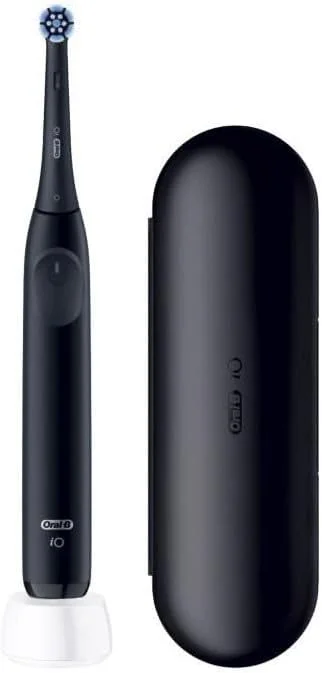 مسواک برقی مشکی Oral-B iO 2، دارای 3 حالت تمیز کردن، برس نرم و بی صدا، حسگر فشار، برس جایگزین Oral B، شارژر، کیف مسافرتی