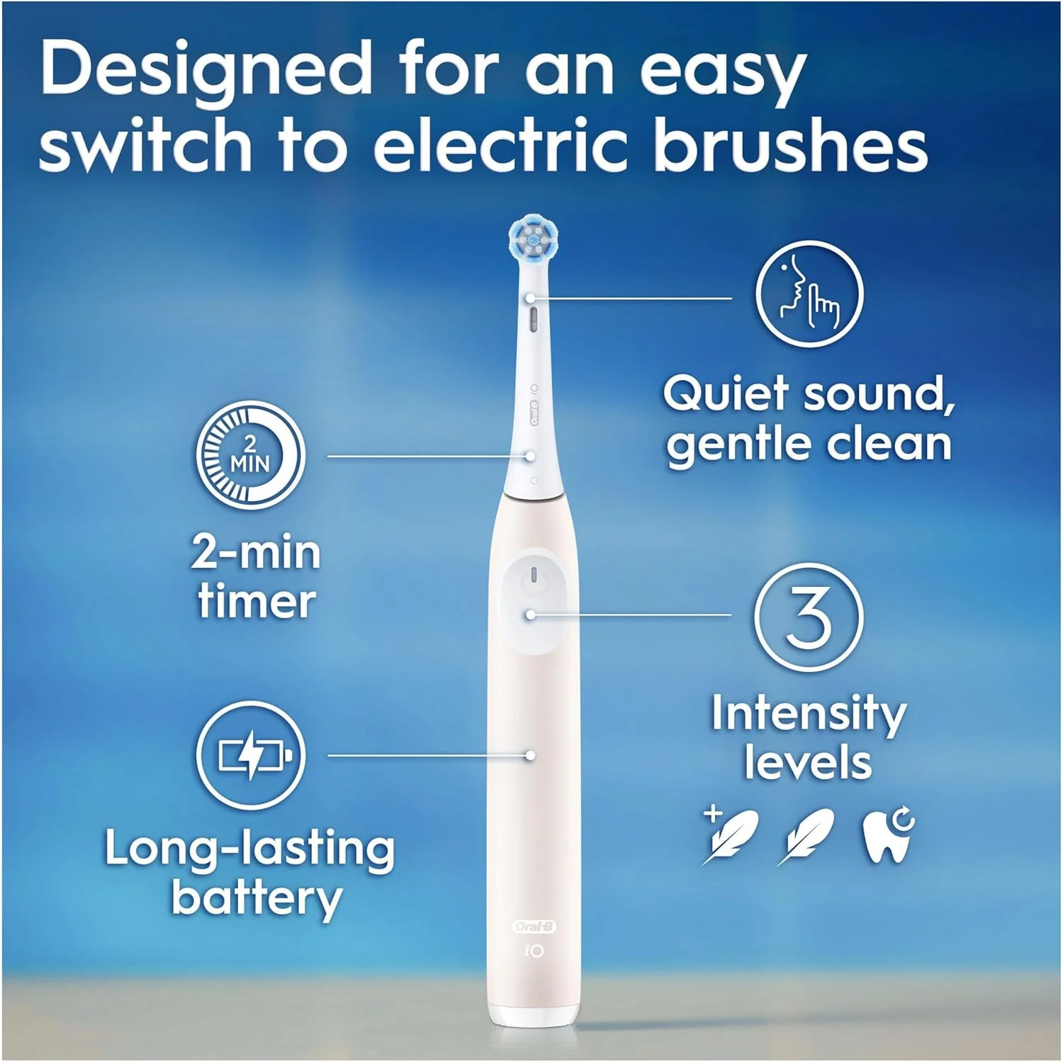 مسواک برقی اورال-بی iO 2 صورتی روشن، مناسب بزرگسالان، دارای 3 حالت تمیز کردن، محافظت از لثه، برس نرم، به همراه لوازم جانبی و شارژر مسواک برقی اورال-بی iO 2 صورتی روشن، مناسب بزرگسالان، دارای 3 حالت تمیز کردن، محافظت از لثه، برس نرم، به همراه لوازم جانبی و شارژر