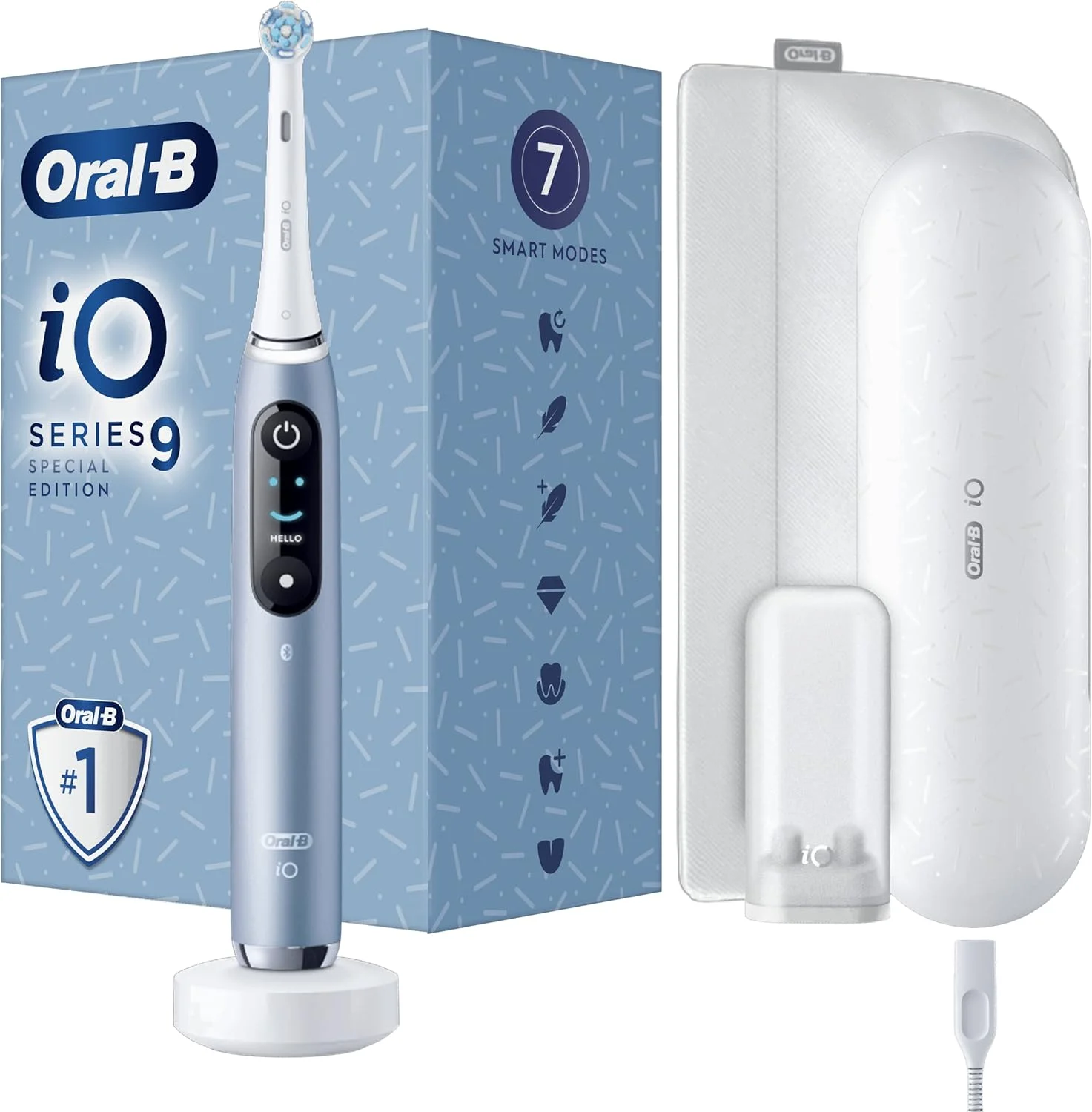 مسواک برقی Oral-B iO Series 9، نسخه ویژه، همراه با اپلیکیشن موبایل Oral-B، با Magnet iO، کیف مسافرتی با عملکرد شارژ، کیف لوازم آرایشی، آبی مسواک برقی Oral-B iO Series 9، نسخه ویژه، همراه با اپلیکیشن موبایل Oral-B، با Magnet iO، کیف مسافرتی با عملکرد شارژ، کیف لوازم آرایشی، آبی