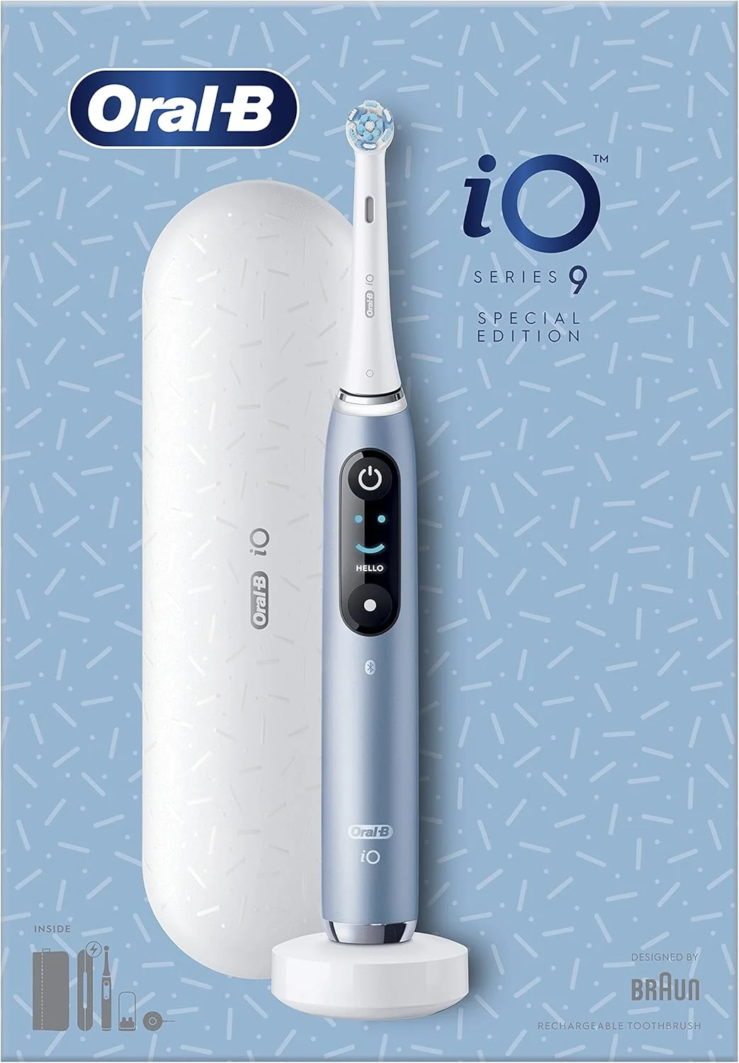 مسواک برقی Oral-B iO Series 9، نسخه ویژه، همراه با اپلیکیشن موبایل Oral-B، با Magnet iO، کیف مسافرتی با عملکرد شارژ، کیف لوازم آرایشی، آبی مسواک برقی Oral-B iO Series 9، نسخه ویژه، همراه با اپلیکیشن موبایل Oral-B، با Magnet iO، کیف مسافرتی با عملکرد شارژ، کیف لوازم آرایشی، آبی