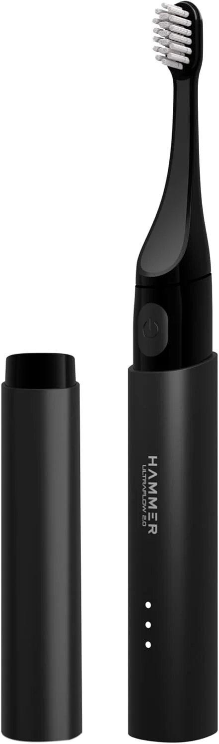 مسواک برقی Hammer Ultra Flow 2.0 به همراه 2 سری قابل تعویض برای بزرگسالان، آقایان و بانوان، 3 حالت مسواک زدن، باتری قابل شارژ، ضد آب، برس های فوق العاده نرم، مسواک برقی (مشکی) مسواک برقی Hammer Ultra Flow 2.0 به همراه 2 سری قابل تعویض برای بزرگسالان، آقایان و بانوان، 3 حالت مسواک زدن، باتری قابل شارژ، ضد آب، برس های فوق العاده نرم، مسواک برقی (مشکی)