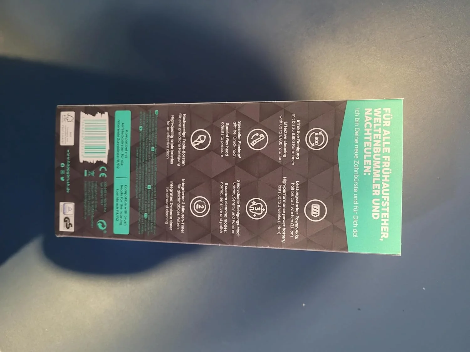 happybrush® Electric Toothbrush Eco R2 - Sustainable Rotating Toothbrush with Power Battery Including 3 Replacement Toothbrush Heads and Toothpaste - AllBlack happybrush® Electric Toothbrush Eco R2 - Sustainable Rotating Toothbrush with Power Battery Including 3 Replacement Toothbrush Heads and Toothpaste - AllBlack