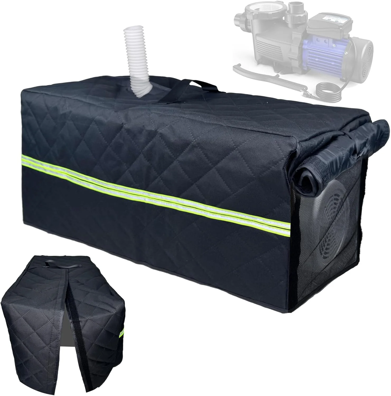 محافظ پمپ استخر با دریچه توری و بازشوی قلاب و حلقه، 3 لایه 61x28x28 سانتی متر، محافظت ضد آب تجهیزات گرمایش استخر در فضای باز برای برف زمستانی محافظ پمپ استخر با دریچه توری و بازشوی قلاب و حلقه، 3 لایه 61x28x28 سانتی متر، محافظت ضد آب تجهیزات گرمایش استخر در فضای باز برای برف زمستانی