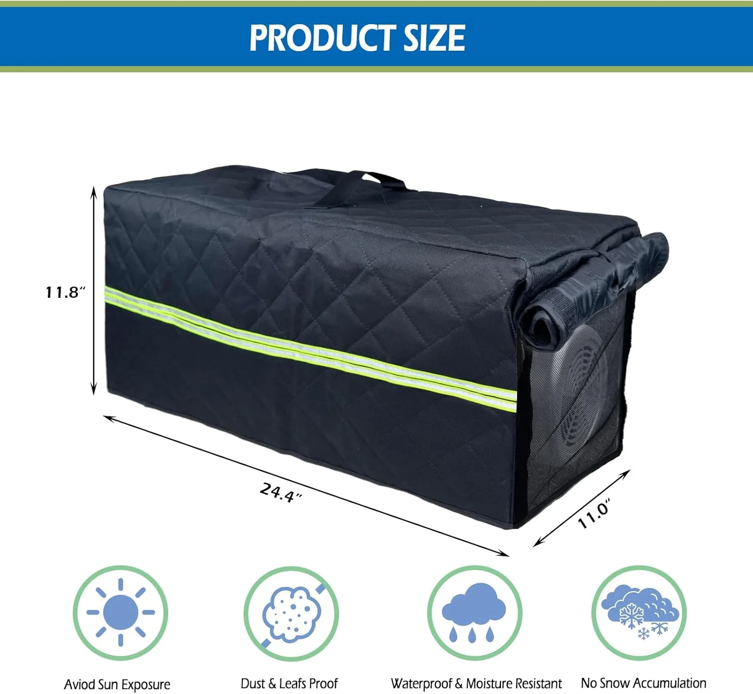 محافظ پمپ استخر با دریچه توری و بازشوی قلاب و حلقه، 3 لایه 61x28x28 سانتی متر، محافظت ضد آب تجهیزات گرمایش استخر در فضای باز برای برف زمستانی