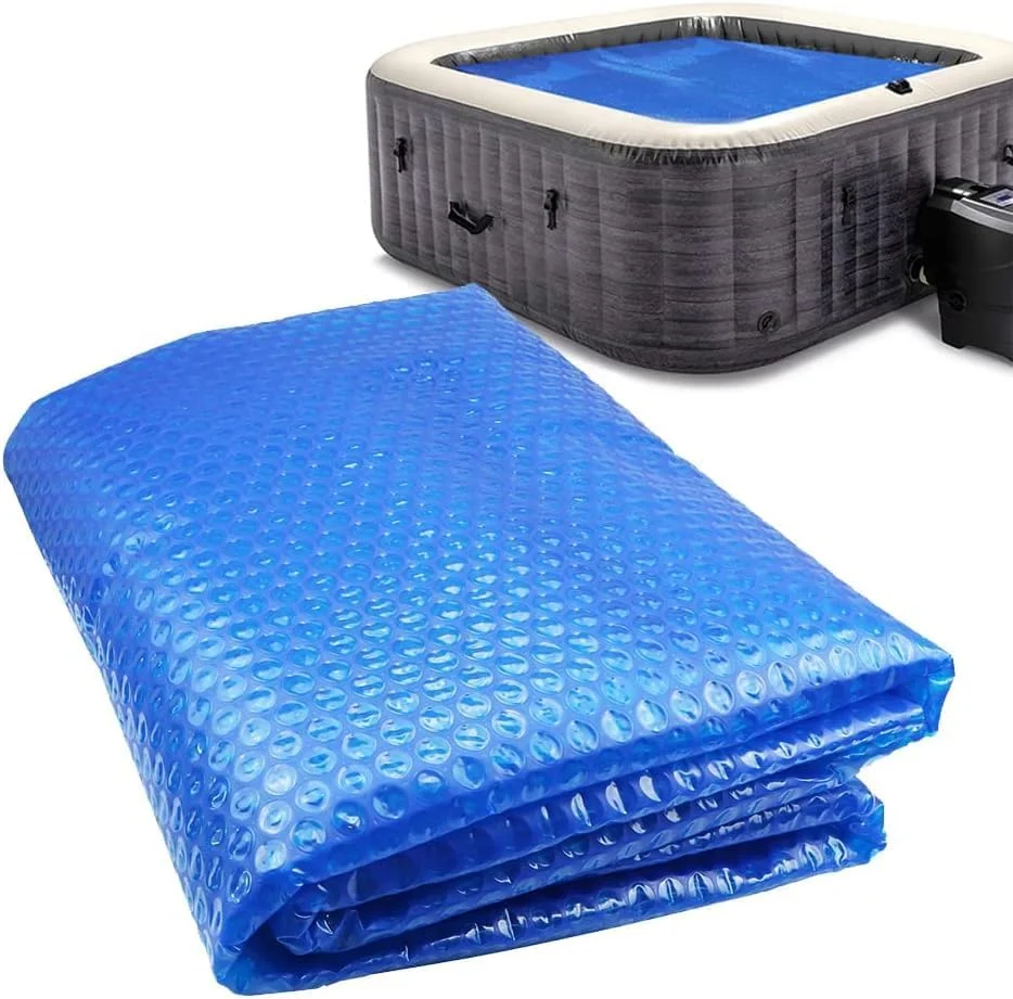 Hot Tub Thermal Blanket Bubble Cover Insulation Blanket,7ft x7ft Floating Spa Solar Blanket (16 Mil)