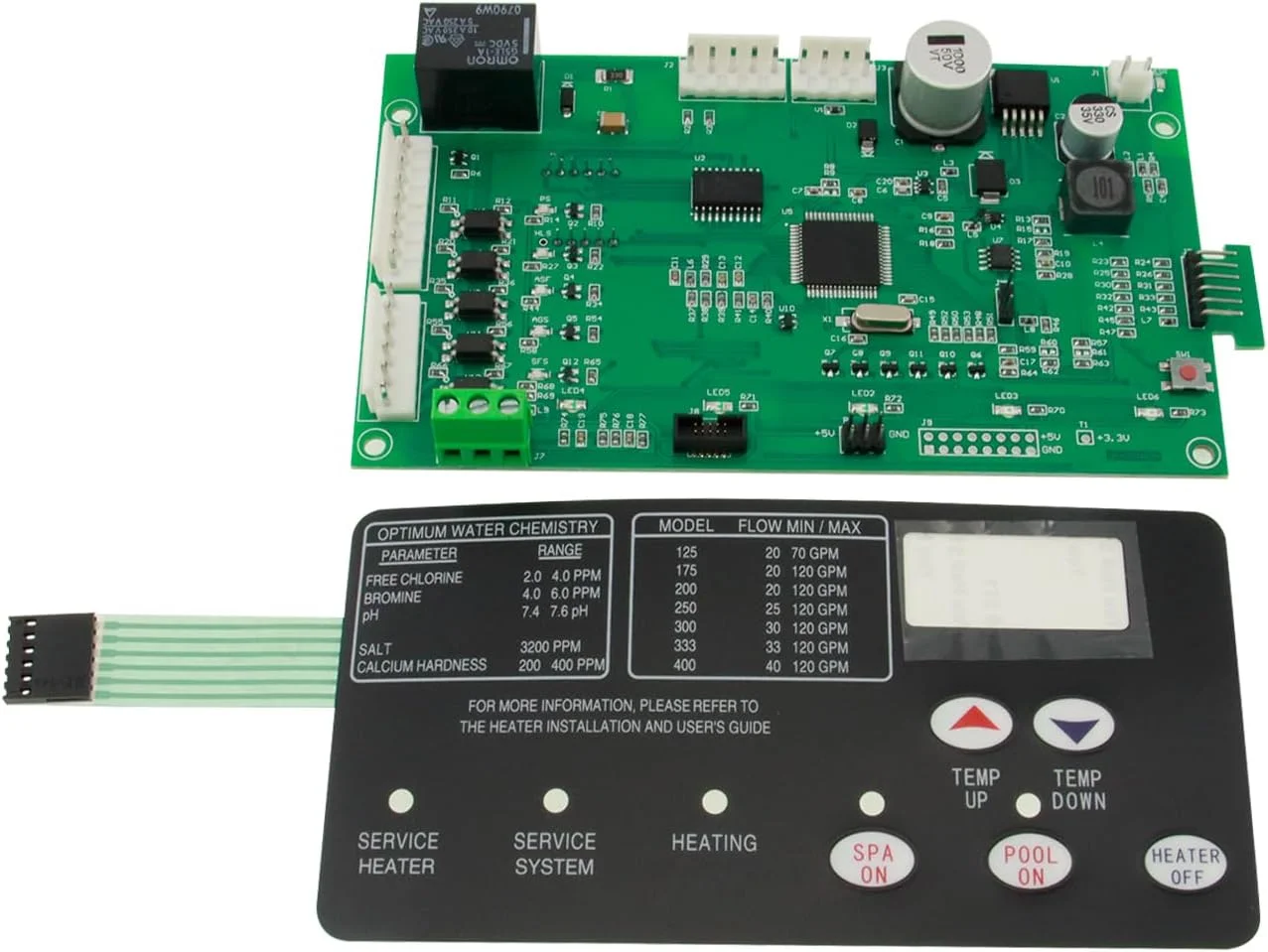کیت برد کنترل 42002-0007S 461105 به همراه پد دکمه 472610Z جایگزین برای سیستم های الکتریکی گرمکن استخر و اسپا Pentair MasterTemp Sta-Rite Max-E-Therm سری NA/LP