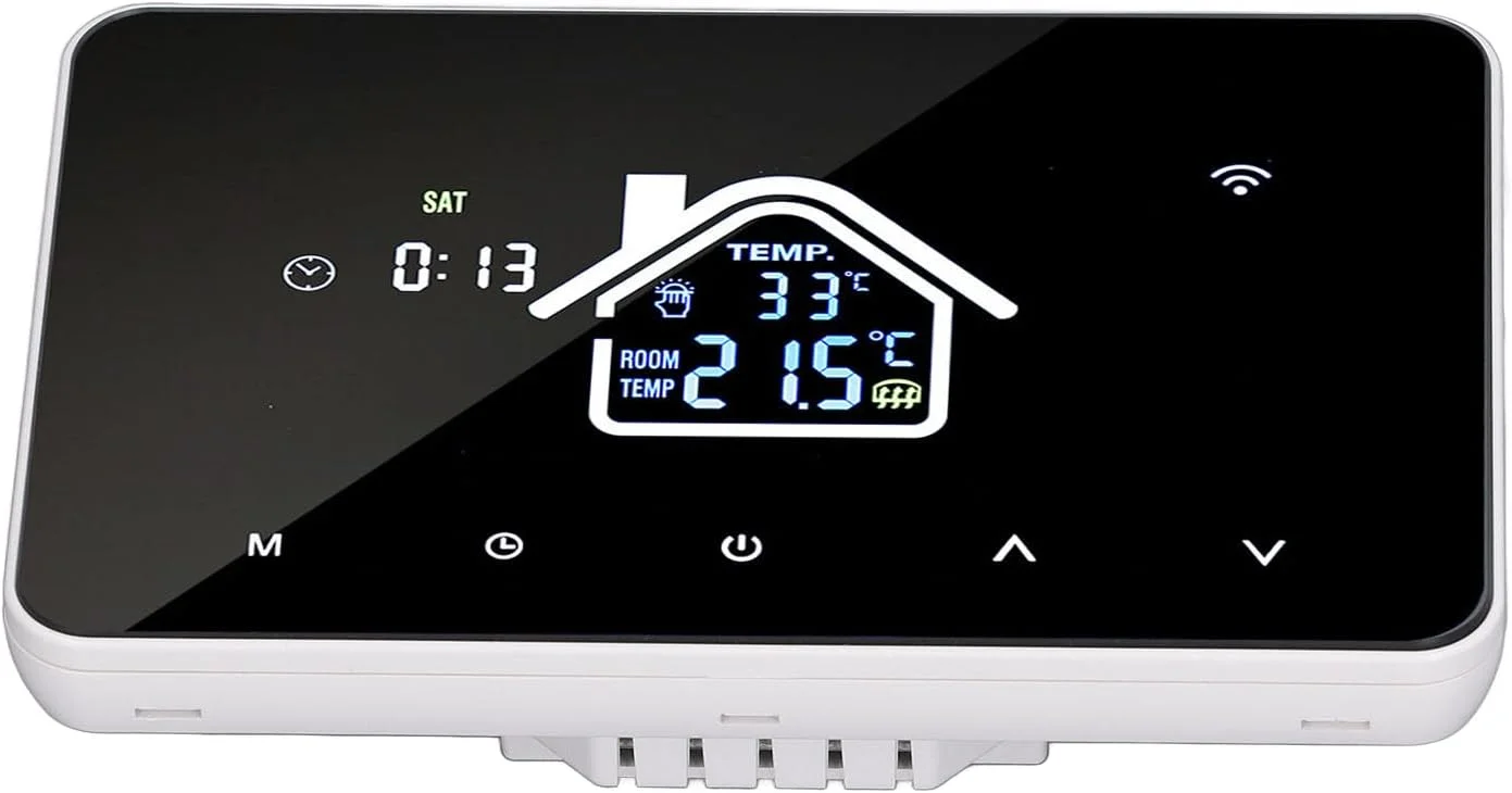 ترموستات گرمایش از کف با دقت بالا 16 آمپر، صفحه لمسی 4.3 اینچی، کنترلر دمای خانه AC230V (WiFi) ترموستات گرمایش از کف با دقت بالا 16 آمپر، صفحه لمسی 4.3 اینچی، کنترلر دمای خانه AC230V (WiFi)