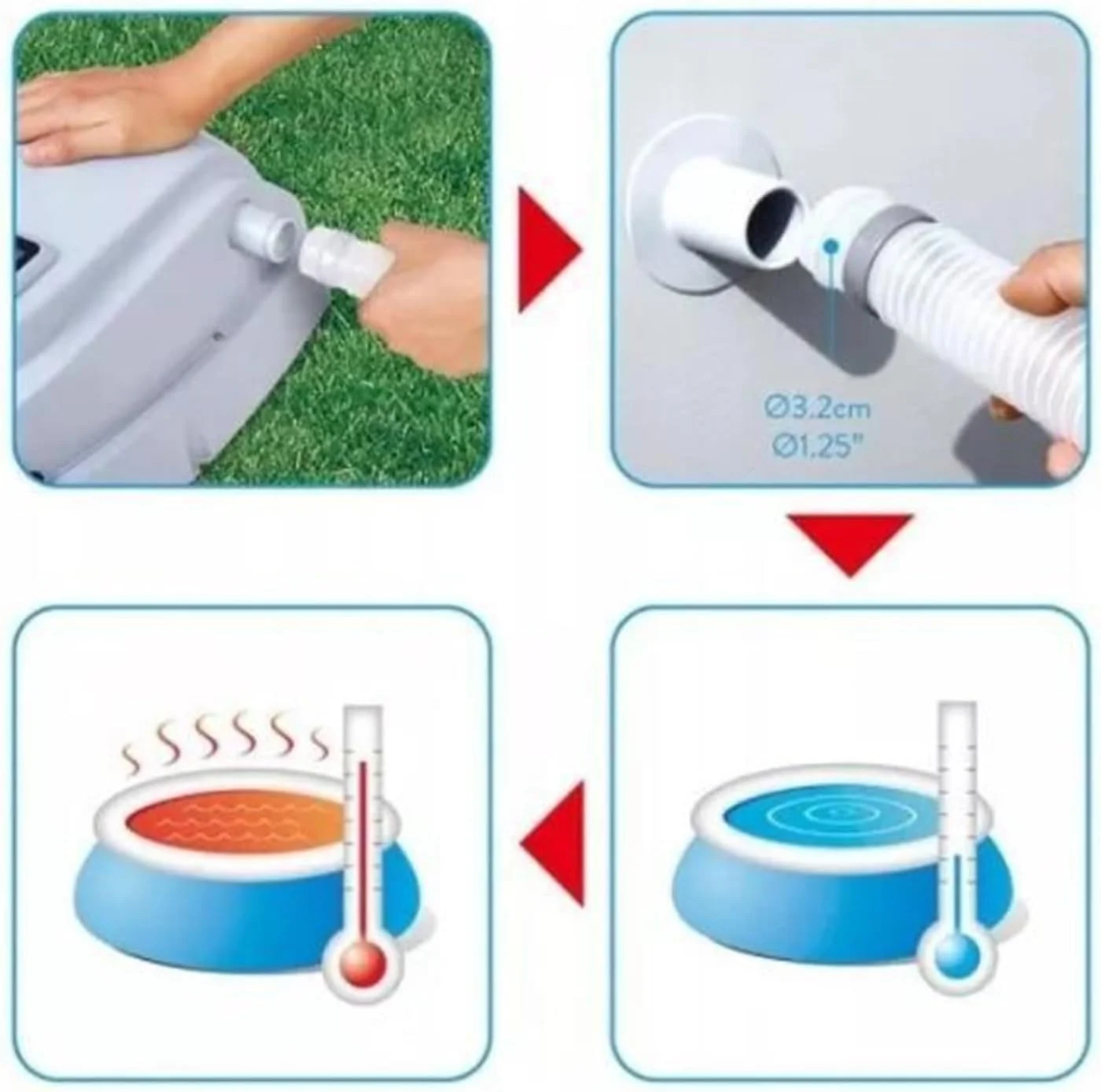 گرمکن استخر و جکوزی دیجیتال برای استخرهای 1520 تا 17035 لیتری (400 تا 4500 گالن) به همراه فیلتر 3785 لیتری در ساعت (1000 گالن در ساعت)