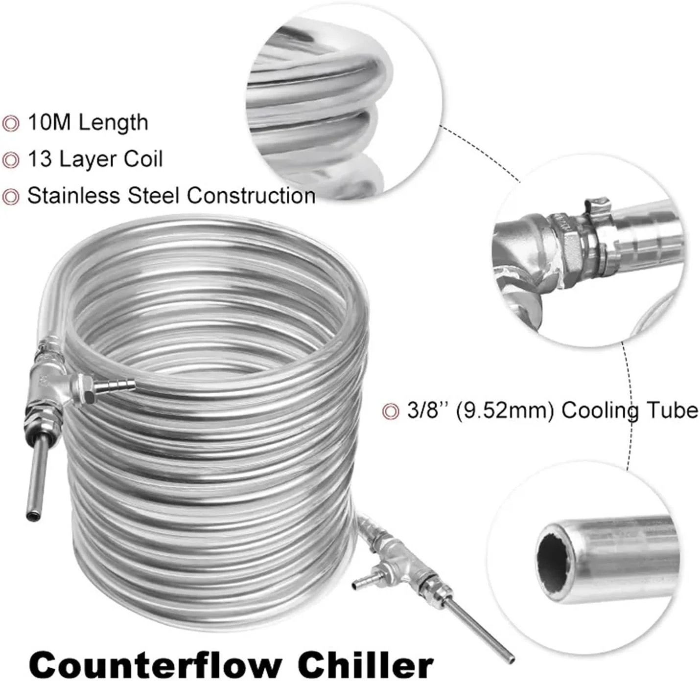 مبدل حرارتی، مبدل حرارتی برای گیاه، خنک کننده گیاه جریان مخالف، سیم پیچ خنک کننده 9.52 * 0.5 * 10 متر برای تخمیر آبجو در خانه برای گرمایش از کف، گرمایش آب