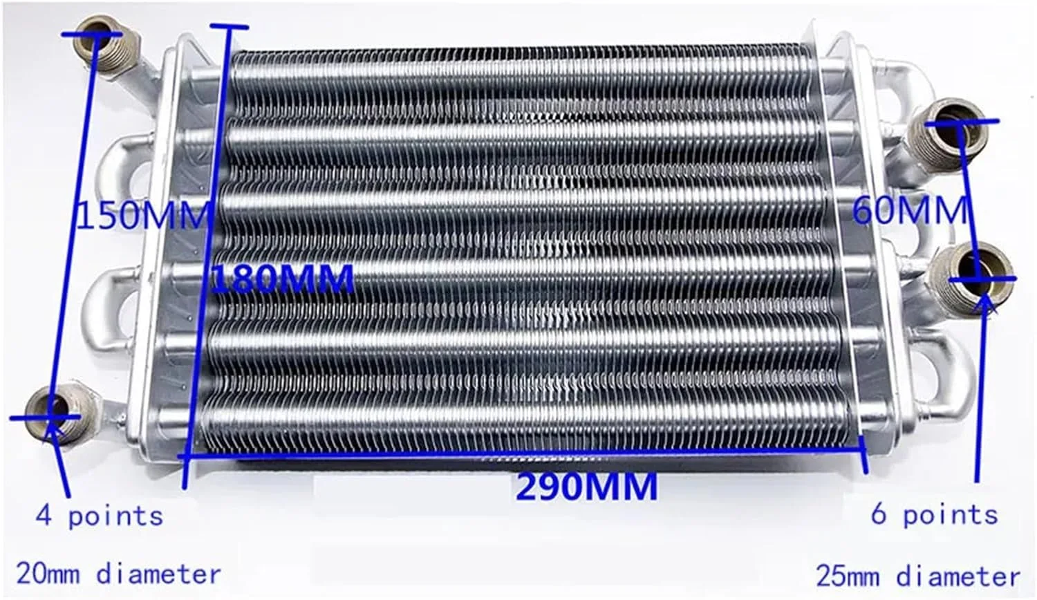 مبدل حرارتی، مبدل حرارتی دیگ بخار برای لوازم جانبی اجاق گاز گرمایشی، مبدل حرارتی لوله آویزان دیواری، مبدل حرارتی دیگ بخار گازی برای گرمایش از کف، گرمایش آب (290MM)