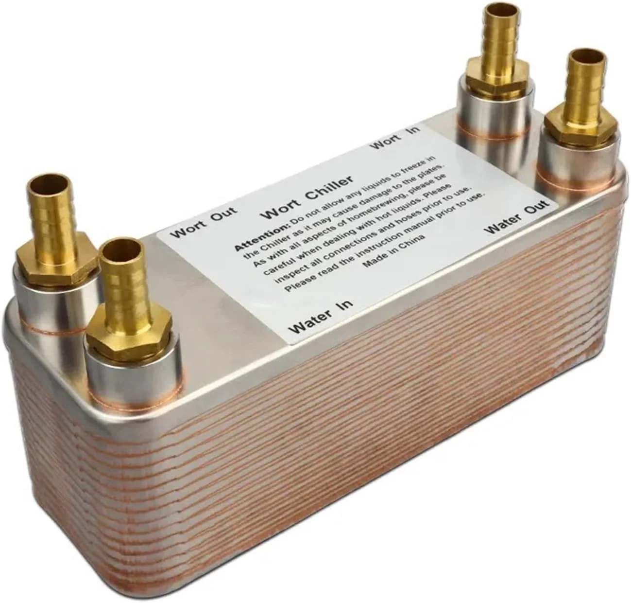 مبدل حرارتی، مبدل حرارتی صفحه ای با 4 عدد خار شلنگ، خنک کننده 30 صفحه ای گیاه، فولاد ضد زنگ 304 و رزوه شلنگ باغ 20 میلی متری برای گرمایش از کف، گرمایش آب