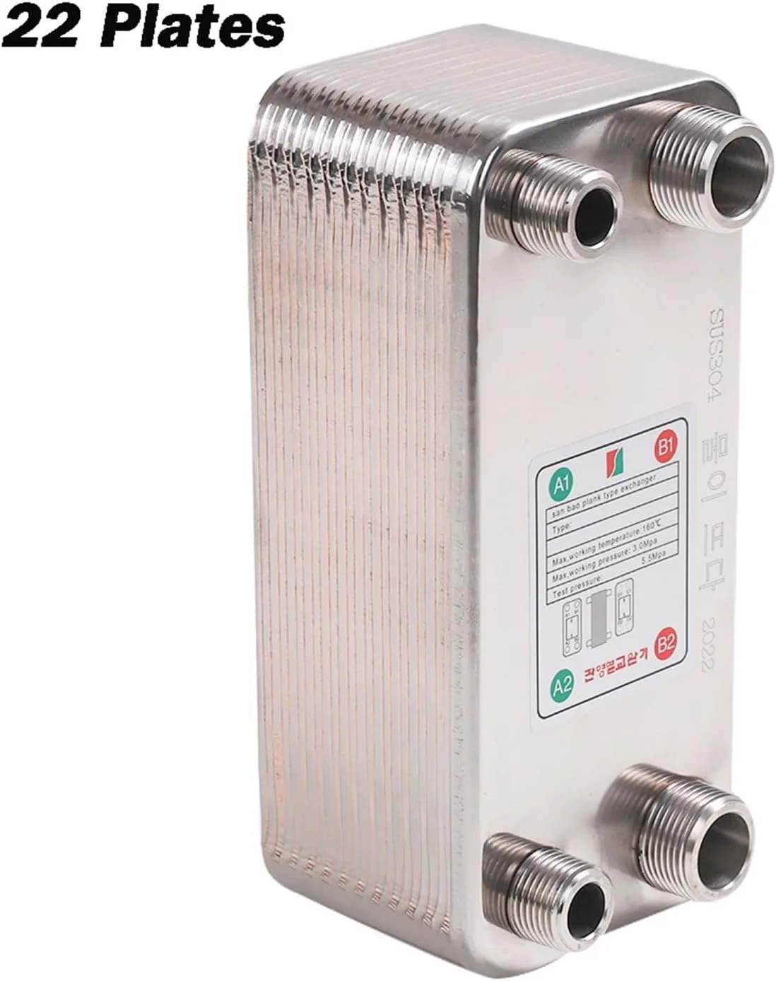 مبدل حرارتی، 22 صفحه، مبدل حرارتی صفحه ای مسی 4.5 مگاپاسکال، گرمایش از کف و آب، ذوب یخ برای گرمایش از کف، گرمایش آب