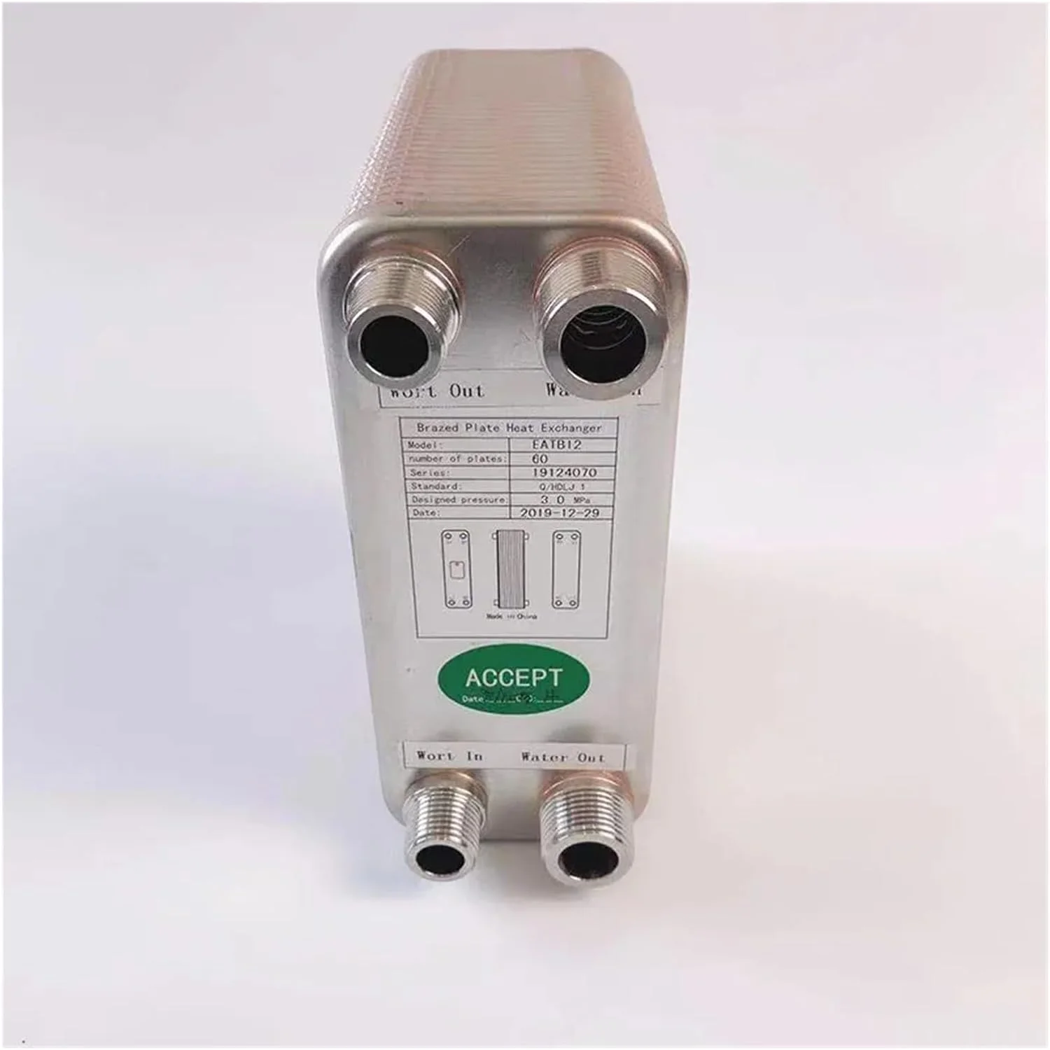 مبدل حرارتی 60 صفحه ای، خنک کننده آب جو گیاهی، فولاد ضد زنگ 304 برای تخمیر آبجو خانگی برای گرمایش از کف، گرمایش آب