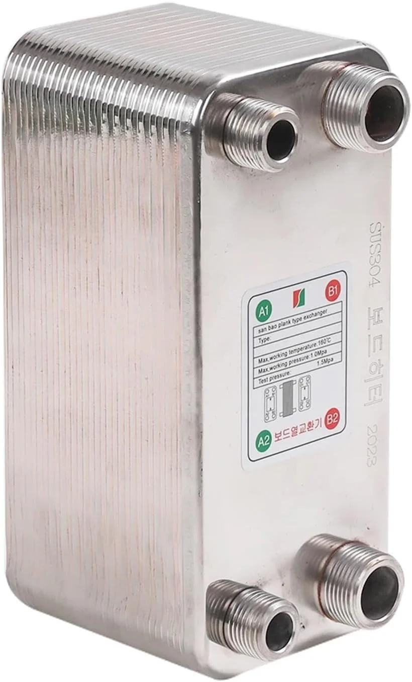 مبدل حرارتی، 32 صفحه مبدل حرارتی خنک کننده گیاه آبجو SUS 304 فولاد ضد زنگ برای خنک کردن آبجو، آبگرمکن نوع صفحه مسی برای گرمایش از کف، گرمایش آب (طرف متفاوت)