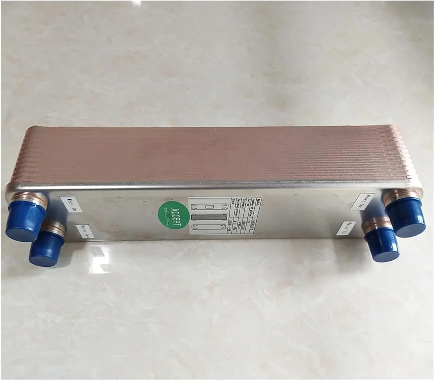 مبدل حرارتی، 22 صفحه، مبدل حرارتی صفحه ای مسی 4.5 مگاپاسکال، گرمایش از کف و آب، ذوب یخ برای گرمایش از کف، گرمایش آب