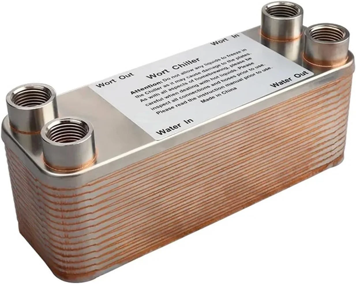 مبدل حرارتی 30 صفحه ای استیل ضد زنگ، خنک کننده گیاه، خنک کننده تخمیر، جریان مخالف برای ابزار آبجوسازی آبجو 1/2 اینچ NPT برای گرمایش از کف، گرمایش آب