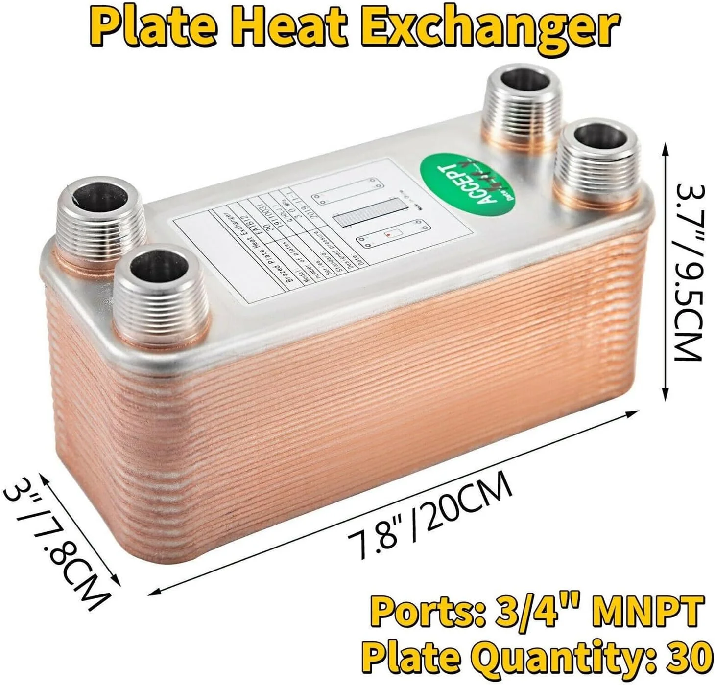 مبدل حرارتی، 30 40 60 صفحه مبدل حرارتی استیل ضد زنگ خنک کننده گیاه آبجو خنک کننده خنک کننده جریان معکوس گرمایش آب برای گرمایش از کف، گرمایش آب (30 صفحه)