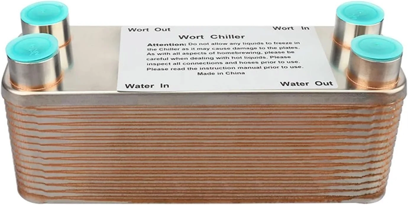 مبدل حرارتی 30 صفحه ای استیل ضد زنگ، خنک کننده گیاه، خنک کننده تخمیر، جریان مخالف برای ابزار آبجوسازی آبجو 1/2 اینچ NPT برای گرمایش از کف، گرمایش آب