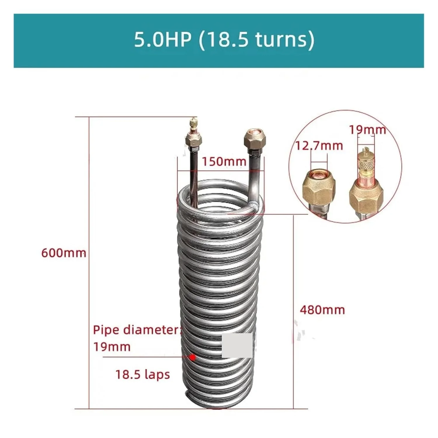 مبدل حرارتی، اواپراتور لوله تیتانیومی، مبدل حرارتی لوله تیتانیومی مستقیم. 1-5 خنک کننده غذاهای دریایی آب شیرین مخزن ماهی مبدل حرارتی. برای گرمایش از کف، گرمایش آب (5)