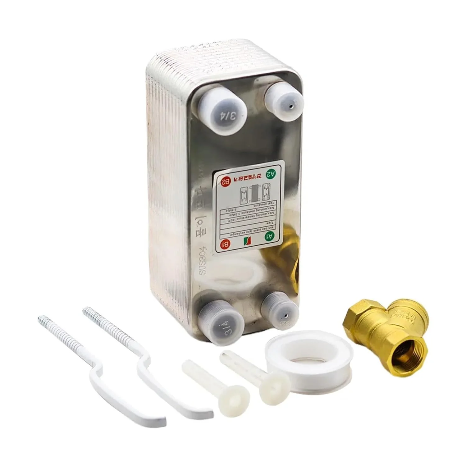 مبدل حرارتی 24 صفحه ای، خنک کننده گیاه آبجو، خنک کننده SUS 304 فولاد ضد زنگ برای آبجوسازی، گرمایش آب (3/4 اینچ BSPT)