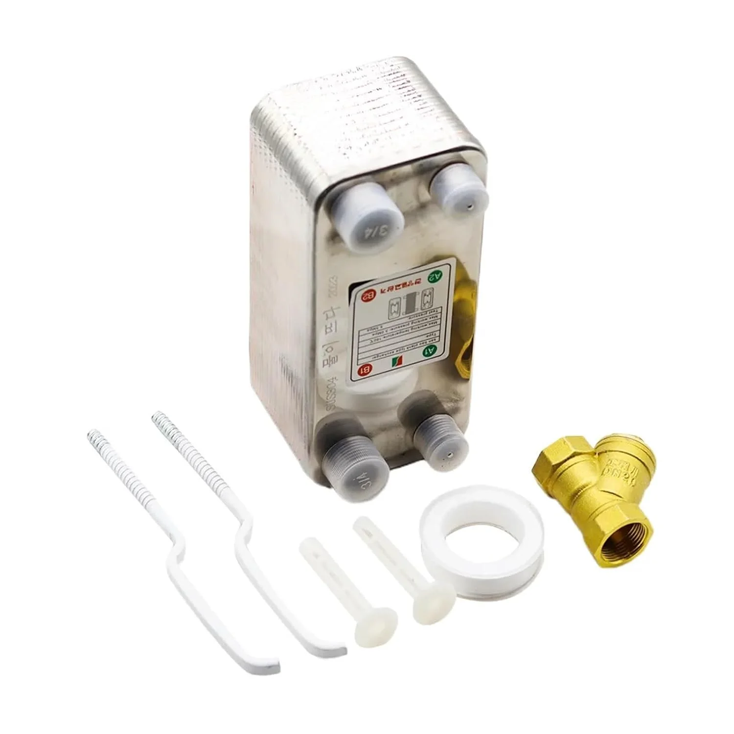 مبدل حرارتی 24 صفحه ای، خنک کننده گیاه آبجو، خنک کننده SUS 304 فولاد ضد زنگ برای آبجوسازی، گرمایش آب (3/4 اینچ BSPT)