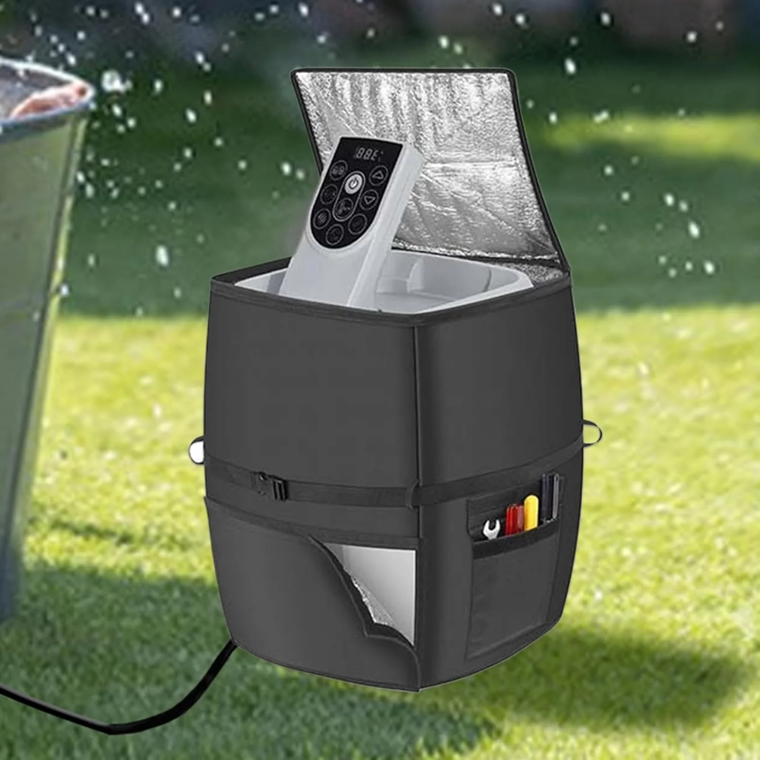 Hot Tub Spa Heater Pump Cover - Hot Tub Spa Heater Pump Protective Cover | Zipper Closure Heat Loss Prevention Fabric for Backyard Hotels Apartment Beach House Villa