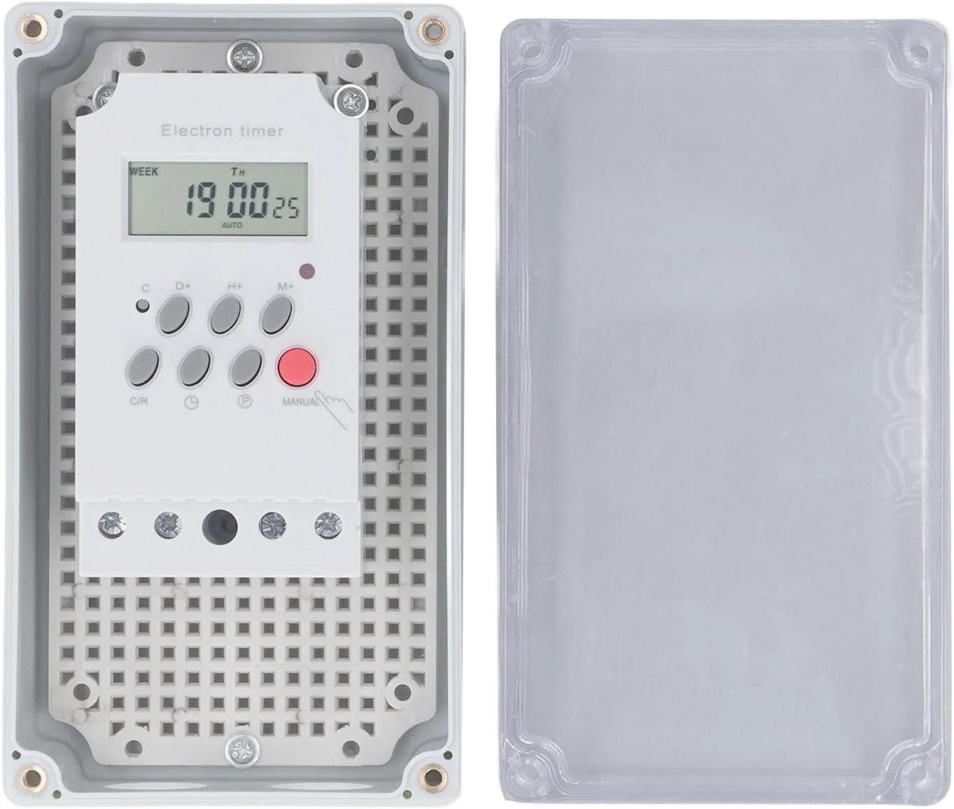 تایمر پمپ استخر Fockety، تایمر مکانیکی قابل برنامه ریزی 24 ساعته 25 آمپر جعبه ضد آب بیرونی، سوئیچ روشن خاموش جعبه دیجیتال ضد آب برای آبگرمکن، پمپ استخر، موتور اسپا (DC 12V)