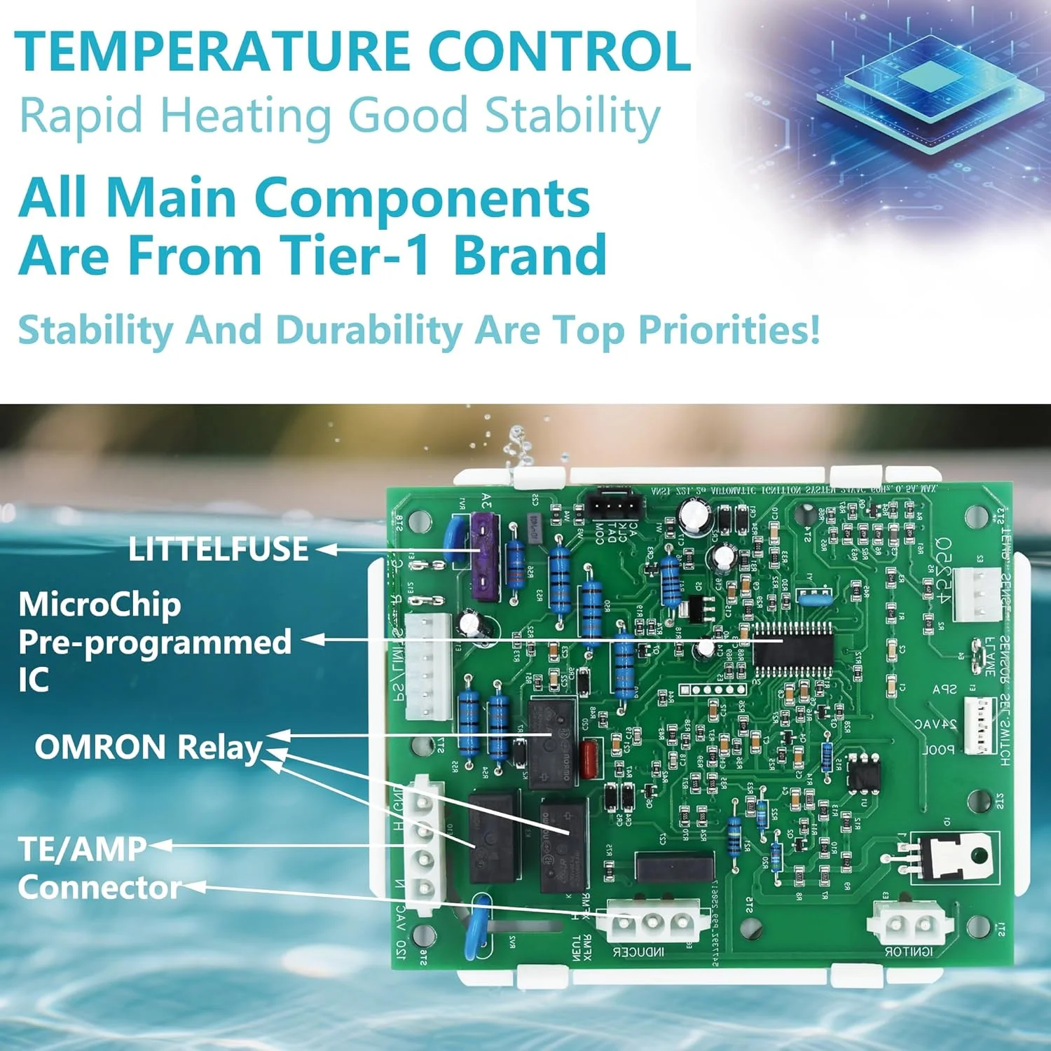 کیت جایگزینی برد کنترل یکپارچه FDXLICB1930 FD سری، مناسب برای بخاری استخر کم Nox سری H یونیورسال Hayward