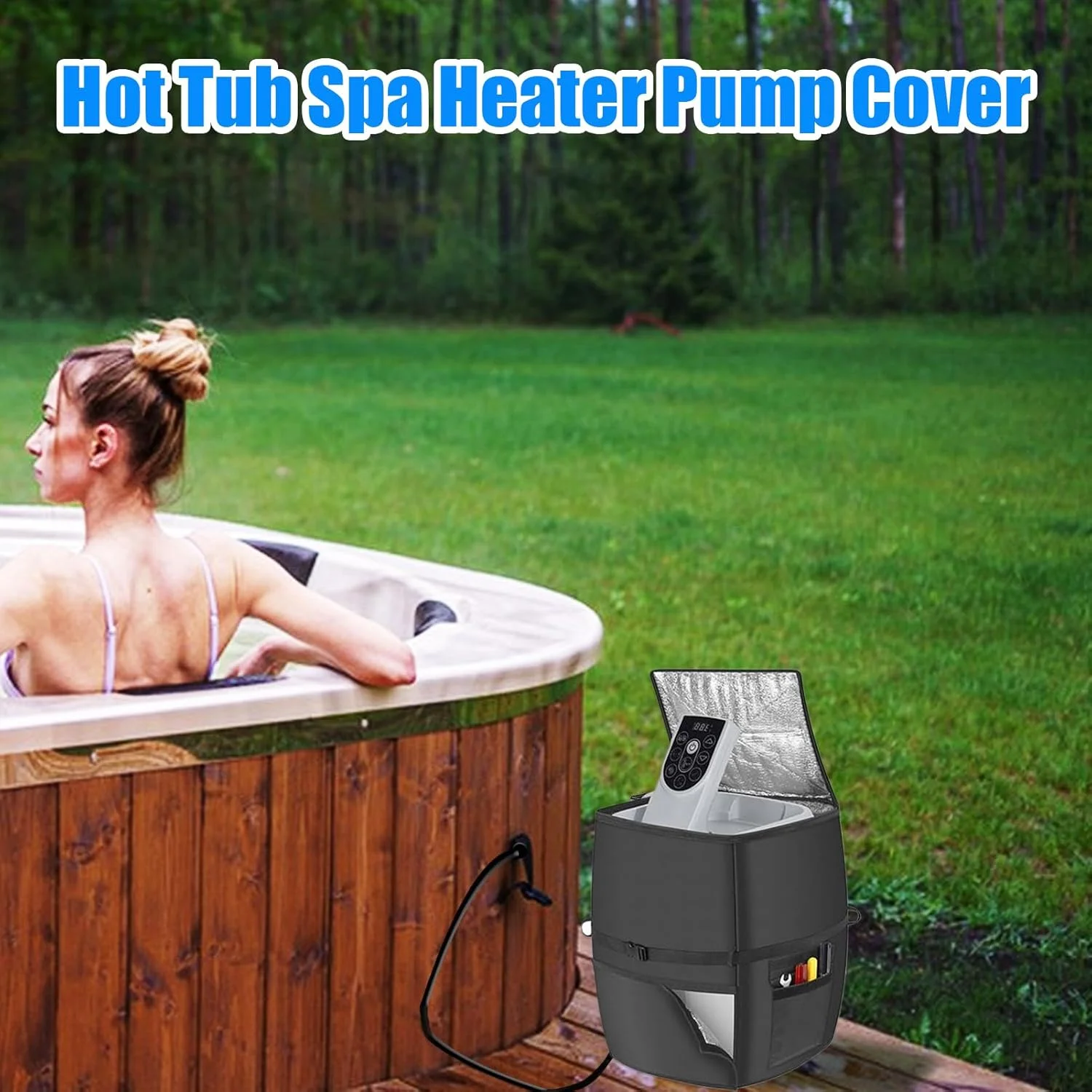 Hot Tub Spa Heater Pump Cover | Outdoor Spa Heater Pump Cover,Insulated Aluminum Foil Fabric Heat Loss Prevention for Beach House Apartment Hotels Backyard Hostel Villa