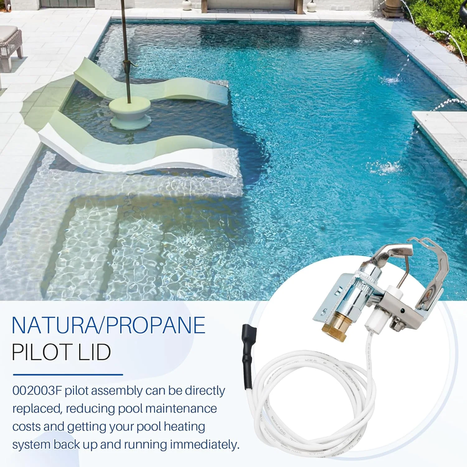 درب پیلوت گاز طبیعی/پروپان 002003F برای بخاری استخر ریپک، جایگزینی مجموعه پیلوت پروپان برای بخاری های Raypak 106A 206A 266A 336A 405B 406A R403 RP2100 R156A