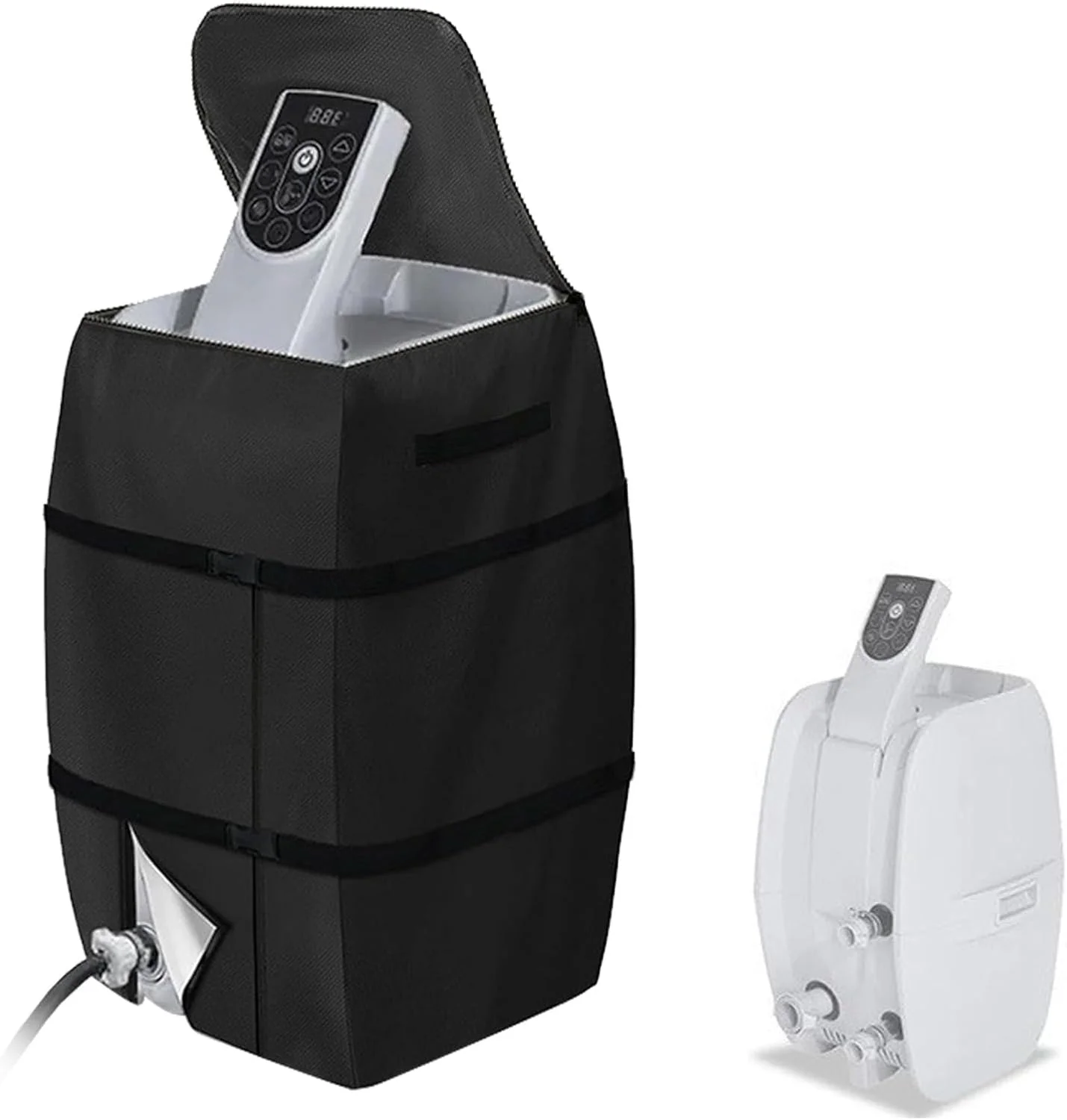 پمپ گرمایش پارچه آکسفورد نقره ای، زیپ، بندهای ایمن، محل نگهداری وسایل کوچک، مناسب برای اکثر پمپ های بادی، پارچه آکسفورد 420D (مشکی)