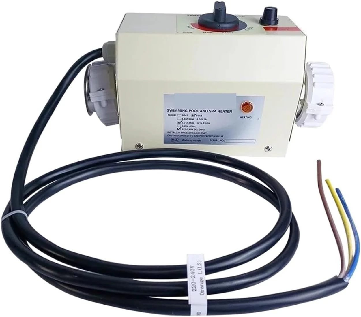 ترموستات بخاری آب برقی 3 کیلوواتی برای استخر، وان حمام، اسپا ماساژ و جکوزی (Imperial 48mm)