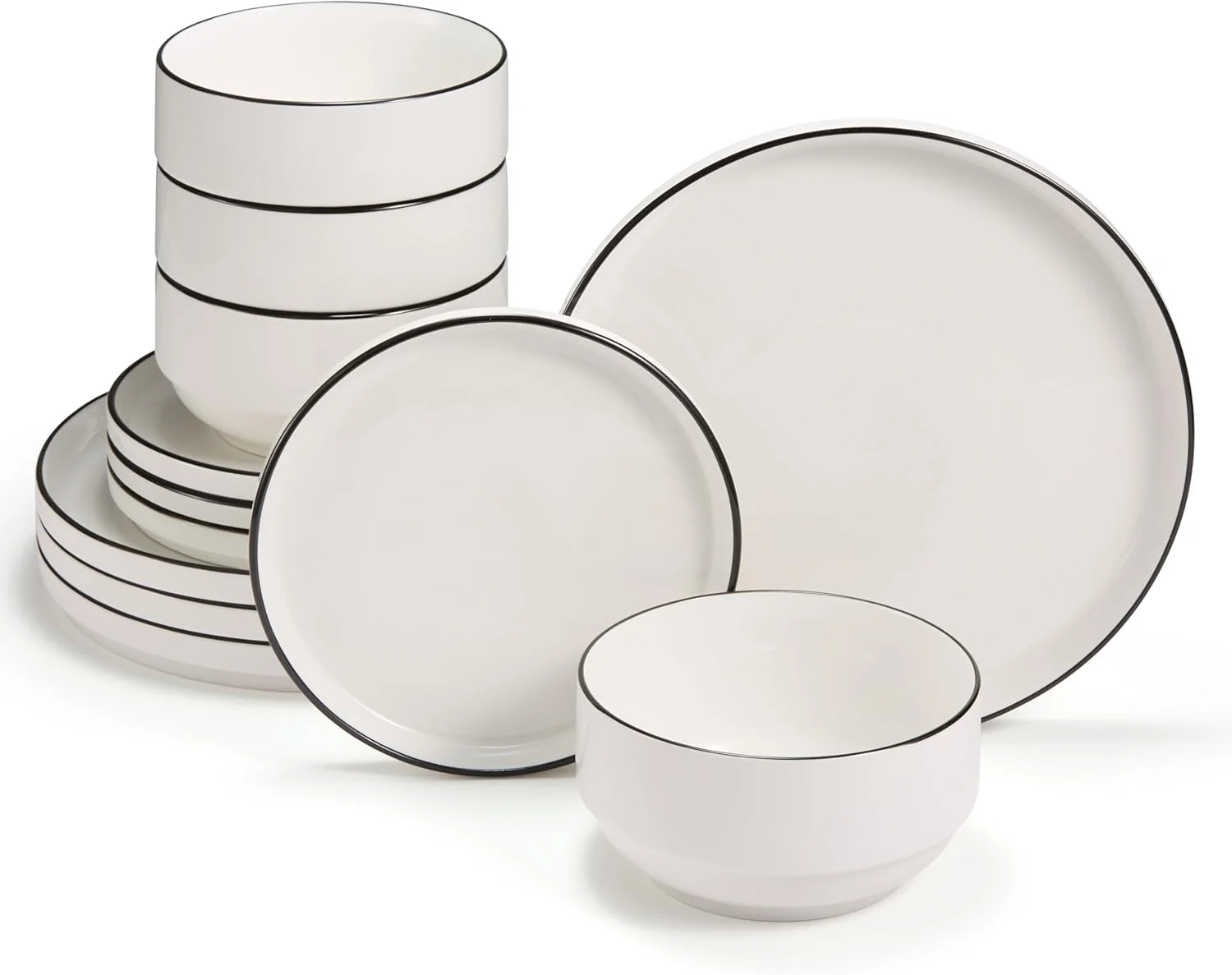 سرویس ظروف غذاخوری سرامیکی Vase and Vessel، ۱۲ پارچه برای ۴ نفر، گرد، قابل استفاده در مایکروویو و ماشین ظرفشویی، Cambridge Classics (فرانسوی)