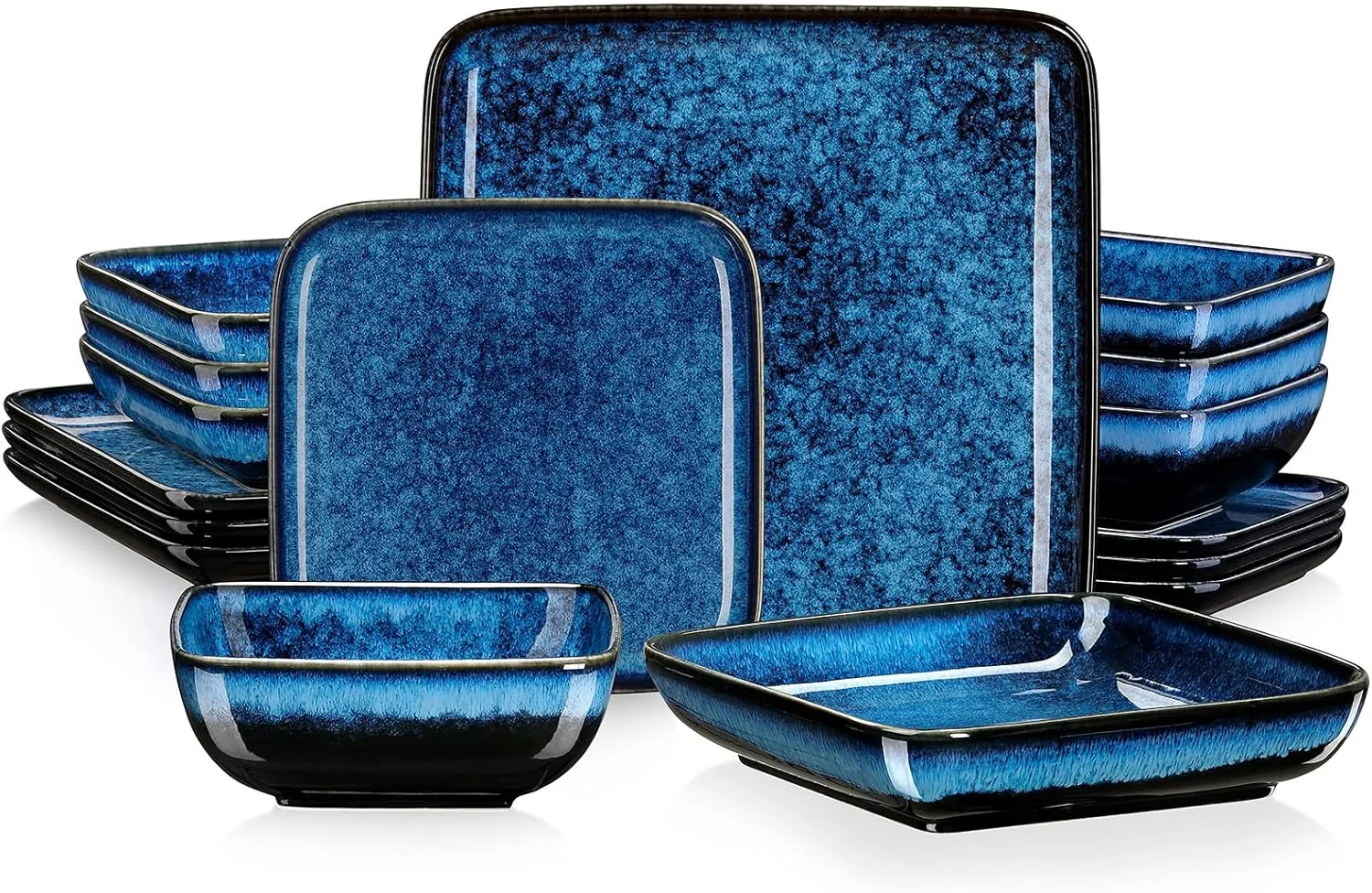 سرویس غذاخوری 16 پارچه وانکاسو، مجموعه ظروف سرامیکی با لعاب واکنشگر مربعی، شامل بشقاب غذاخوری، بشقاب دسر، کاسه و بشقاب سوپ. طرح آبی وینتیج، مناسب برای 4 نفر سرویس غذاخوری 16 پارچه وانکاسو، مجموعه ظروف سرامیکی با لعاب واکنشگر مربعی، شامل بشقاب غذاخوری، بشقاب دسر، کاسه و بشقاب سوپ. طرح آبی وینتیج، مناسب برای 4 نفر