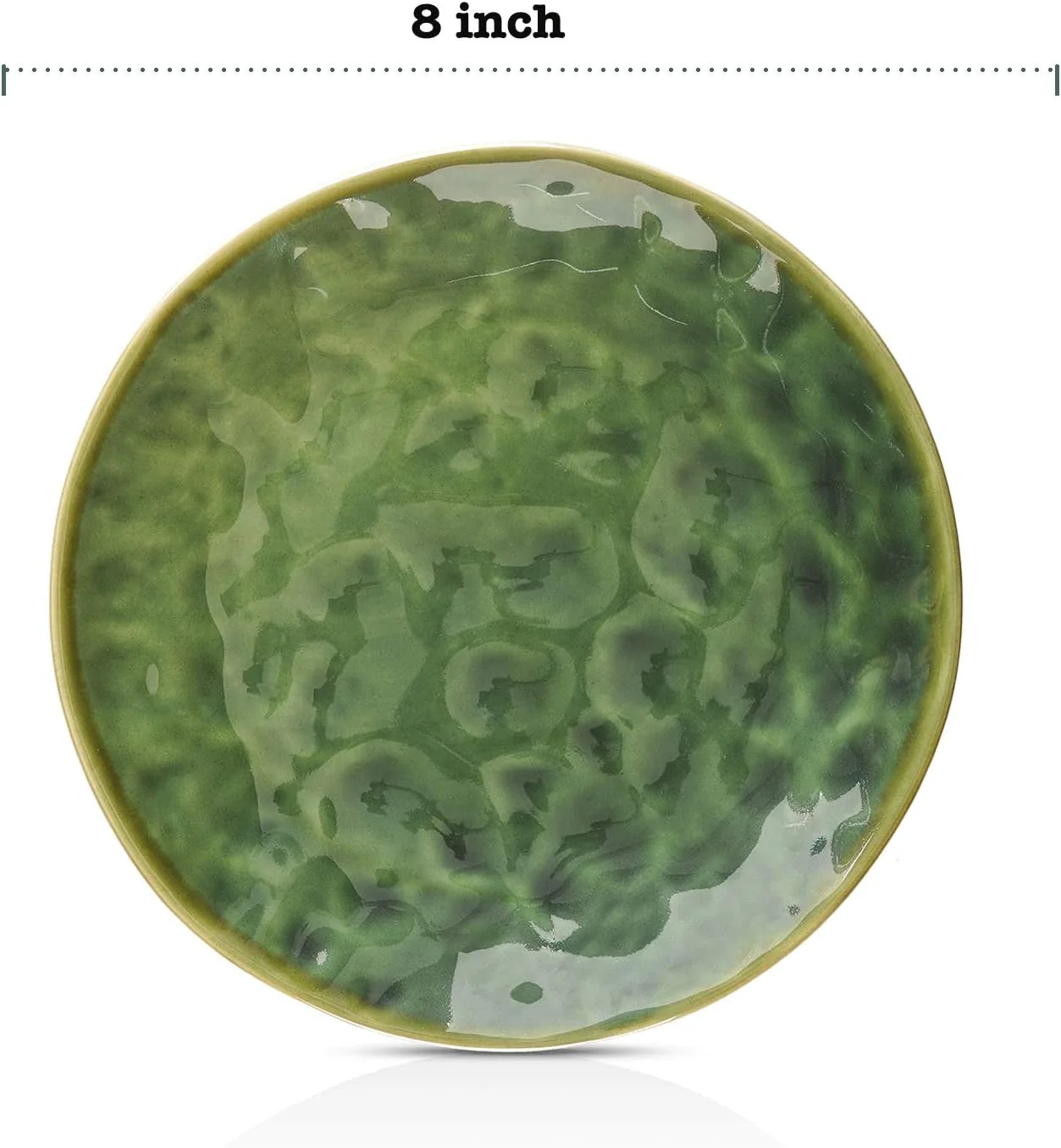 بشقاب های دسر سرامیکی گرد Vicrays - بشقاب دسر 8 اینچی، ست 6 عددی، قابل استفاده در مایکروویو، فر و ماشین ظرفشویی، مقاوم در برابر خراش، چینی شیاردار مناسب برای پیش غذا، خانه، مهمانی (سبز)