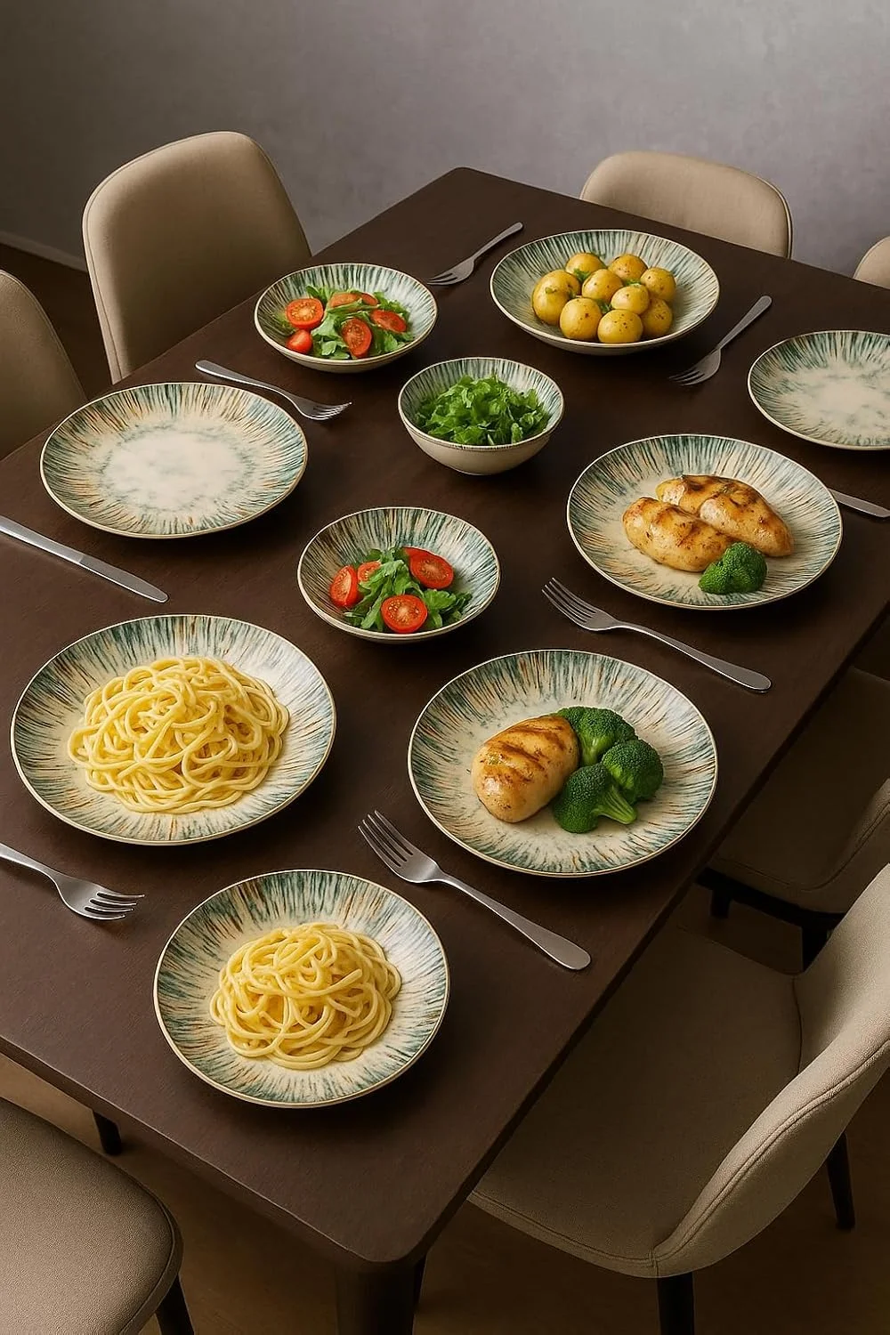 سرویس غذاخوری چینی ترکیه ای، 36 پارچه مناسب برای 6 نفر