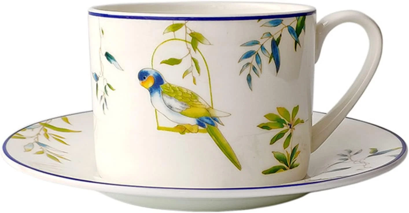 سرویس غذاخوری استخوانی لوکس، ست ظروف چینی طوطی 48 پارچه، ست ظروف با بیش از 36% پودر استخوان، ظروف غذاخوری شیک