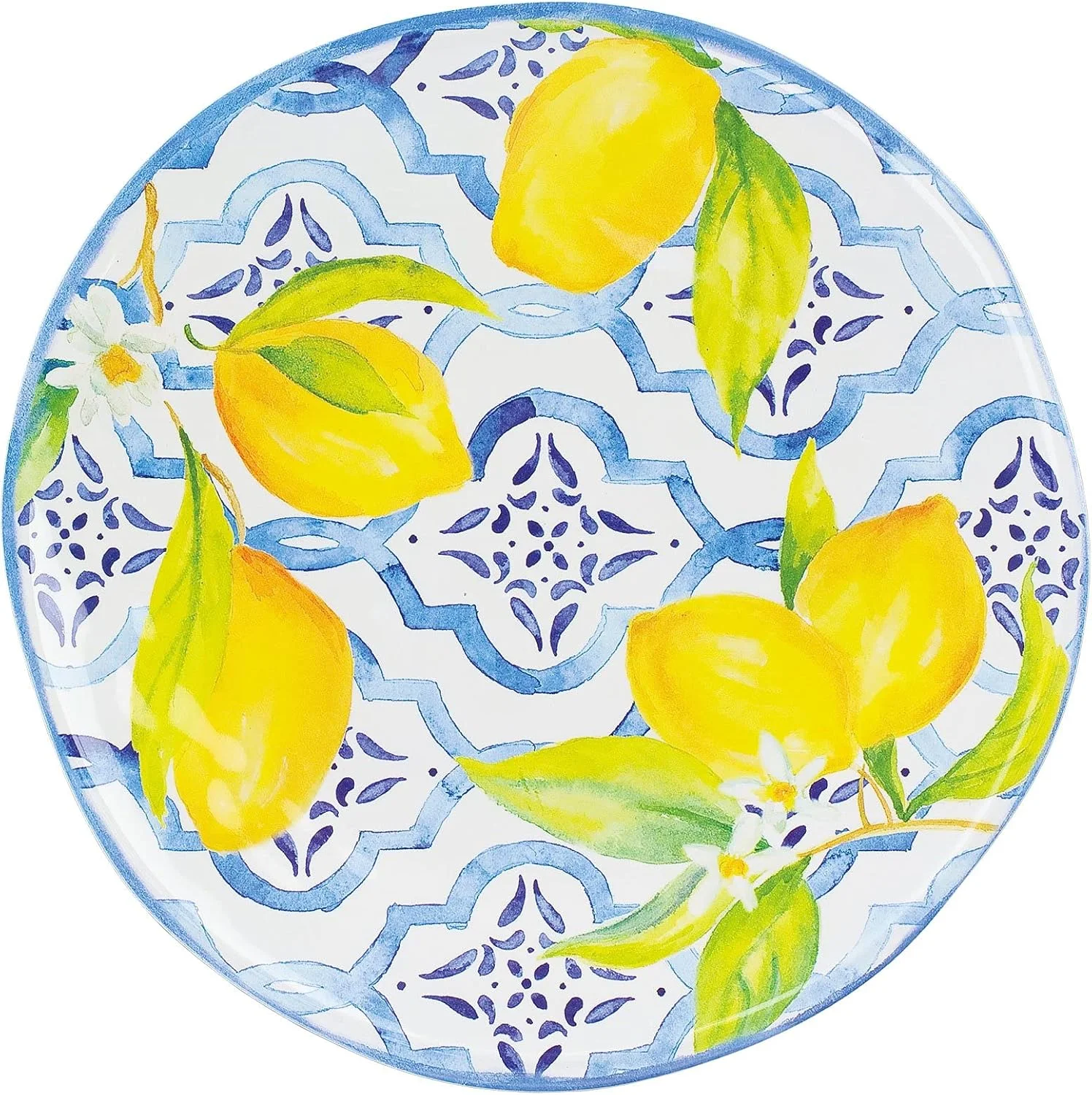 ست ظروف غذاخوری 12 تکه ملامین UPware، شامل بشقاب غذاخوری، بشقاب سالاد، کاسه، مناسب برای 4 نفر. (لیموهای دوست داشتنی)