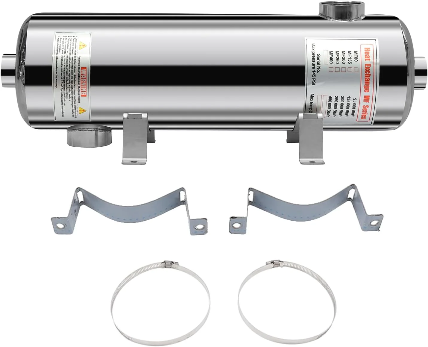 مبدل حرارتی استخر شنا JENLER، فولاد ضد زنگ 304، کارآمد و بادوام، ایده آل برای استخرها، اسپاها و وان های آب گرم، مناسب برای صاحبان خانه و علاقه مندان به تناسب اندام 200