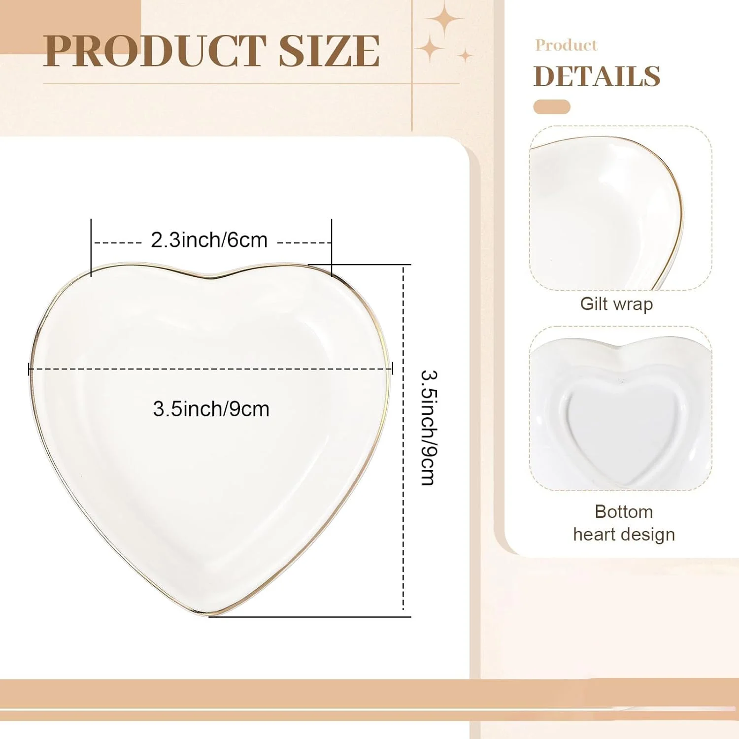 بشقاب دسر چینی تزویق، بشقاب پیش غذای سالاد طرح قلب، ست ظروف کوچک، ظروف رستورانی، قابل استفاده در مایکروویو، فر و ماشین ظرفشویی (سفید، 7.5 اینچ، ست 8 عددی)